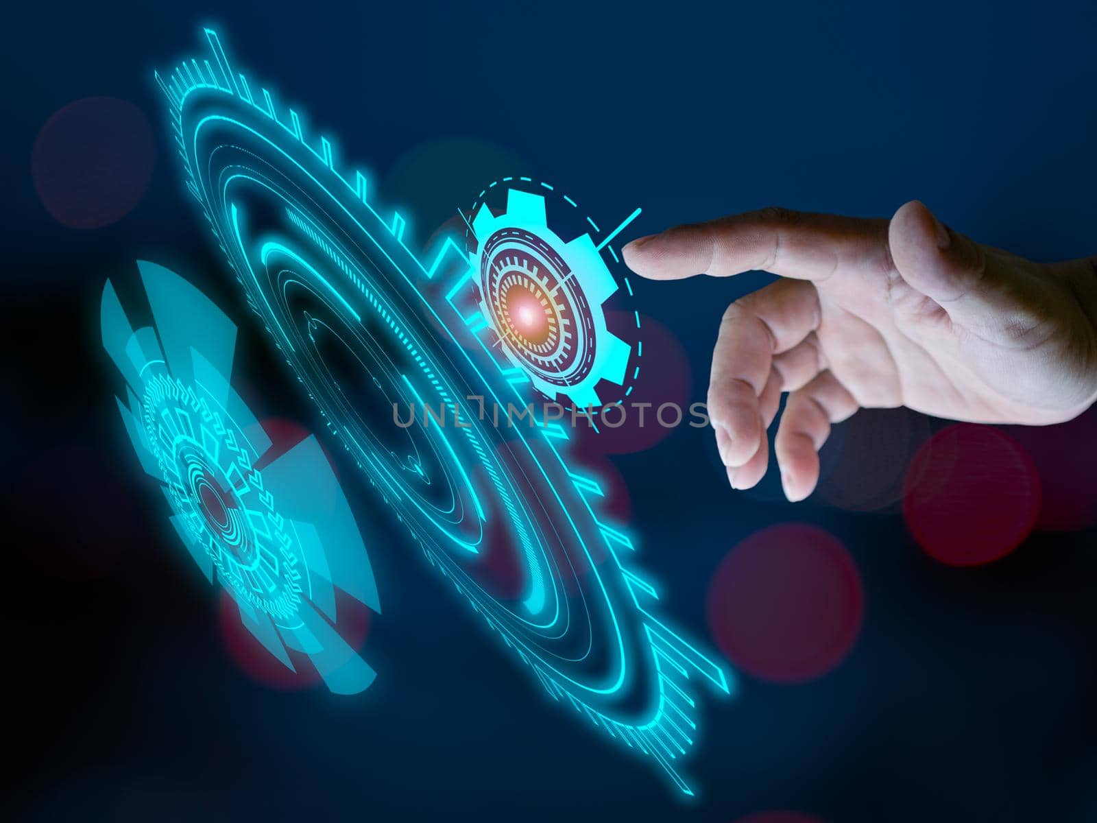 fingers and touching the future interface technology The future of user experience. technology concept. by Unimages2527