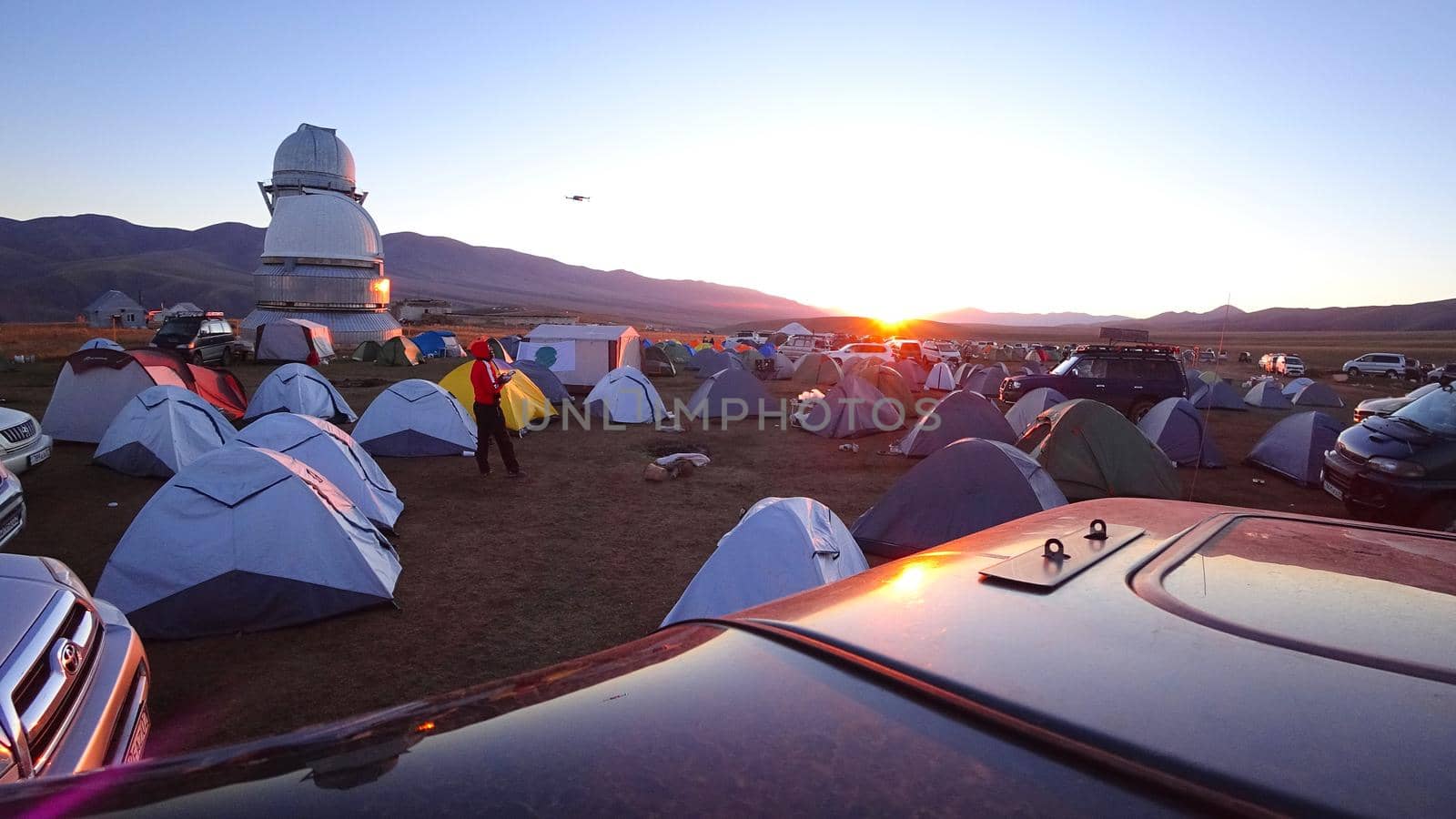 Sunrise over the camp near the Assi Observatory by Passcal