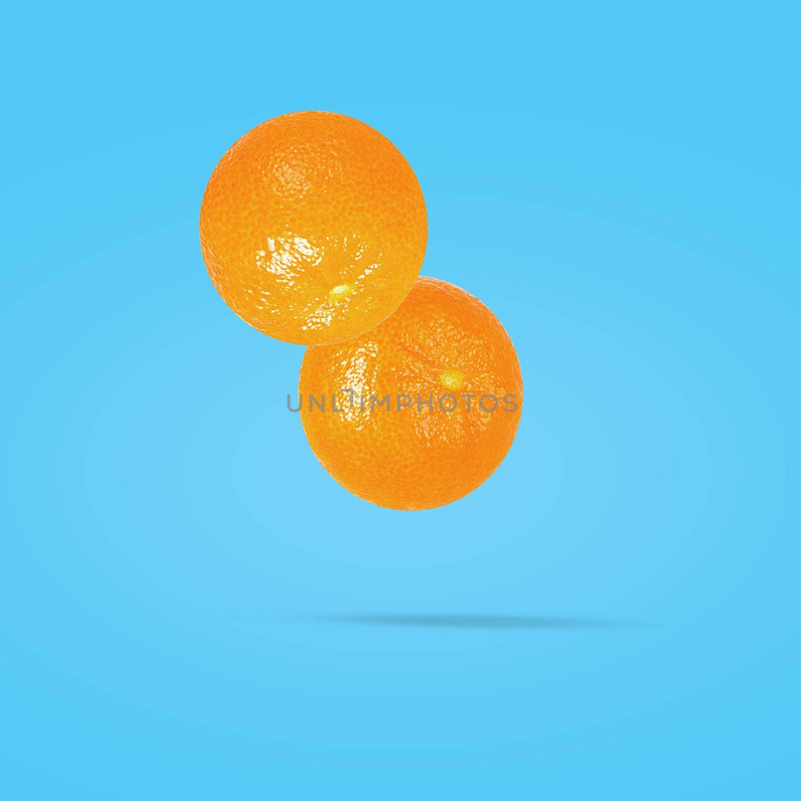 Tangerine fruit on creative colored background with clipping path as package design element by Ciorba