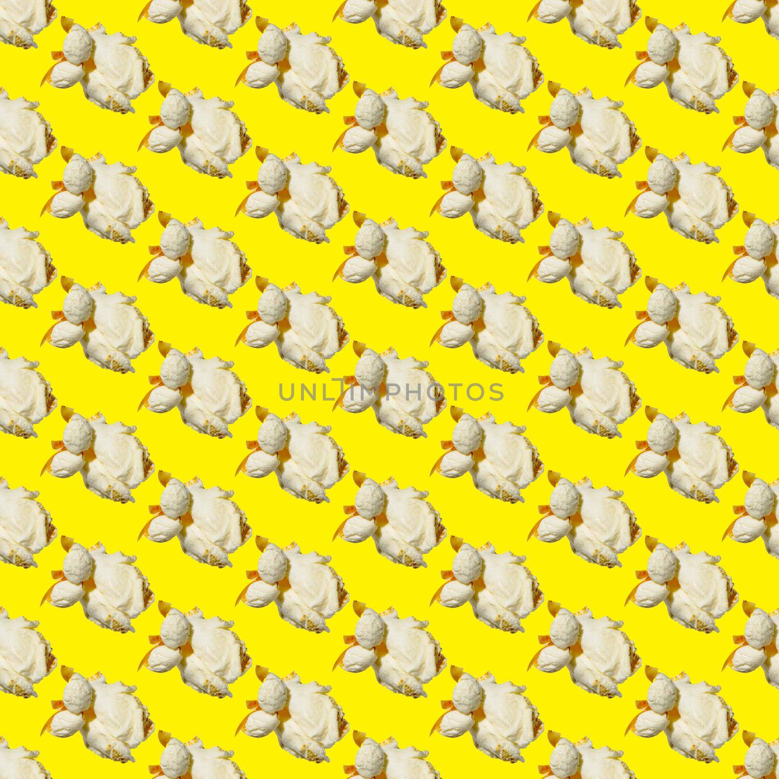 seamless pattern - popcorn. popcorn on a yellow background, pattern by PhotoTime