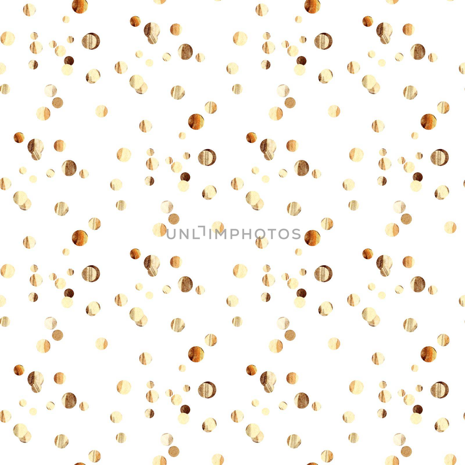 Golden confetti seamless pattern on white background