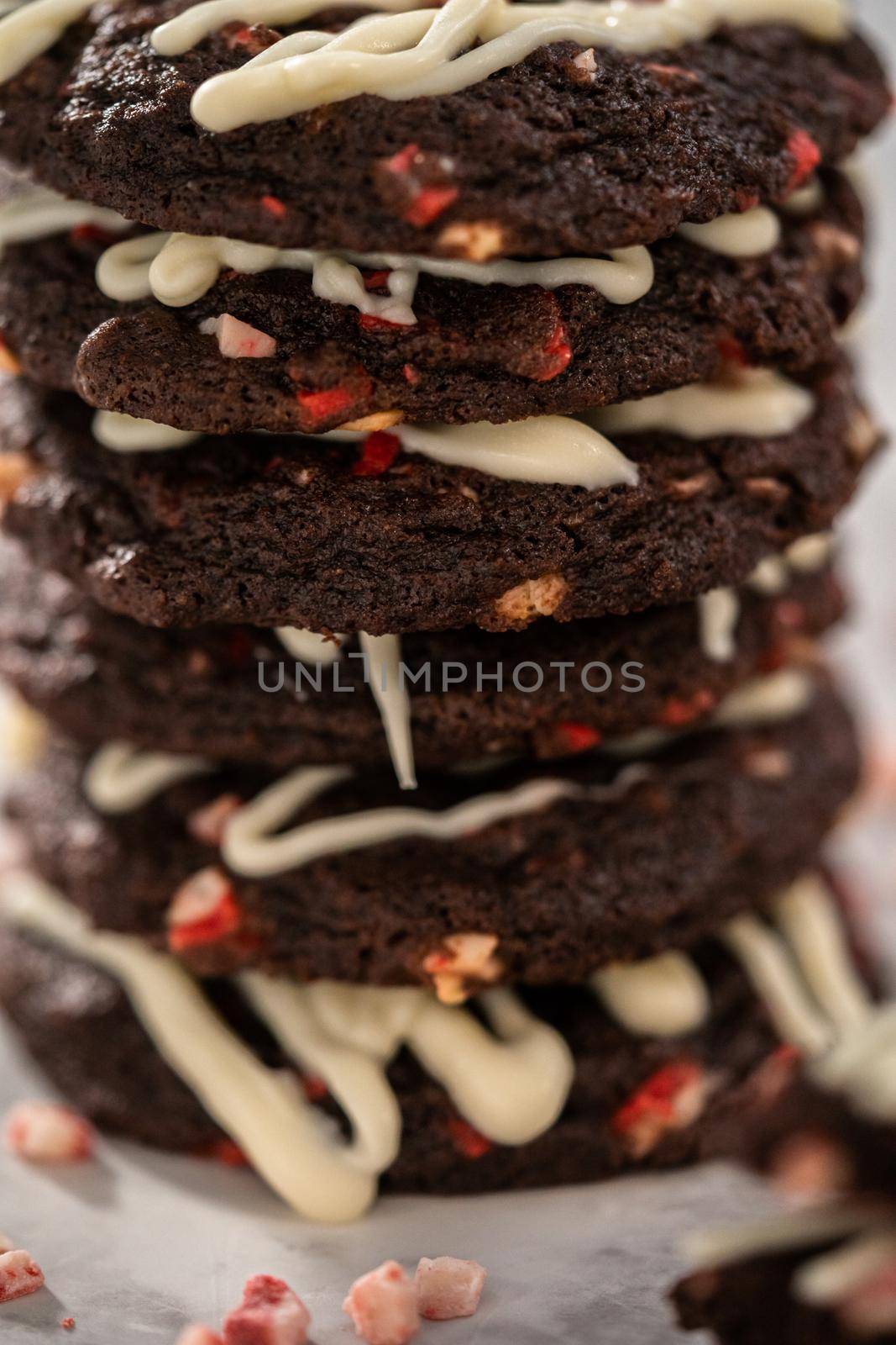 Chocolate cookies with peppermint chips by arinahabich