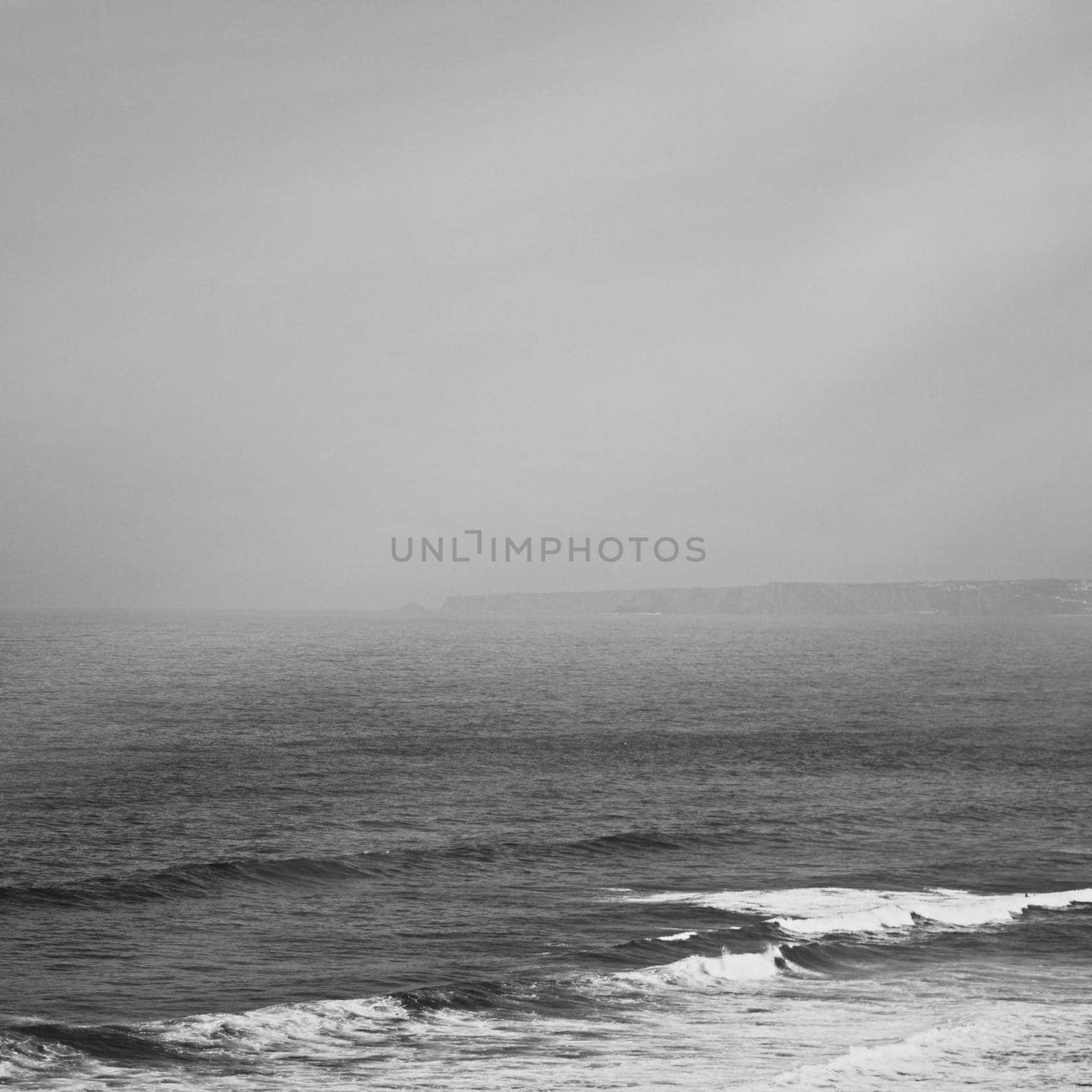 Coastal art print, monochrome and seascape concept - Atlantic ocean coast scenery, fine art