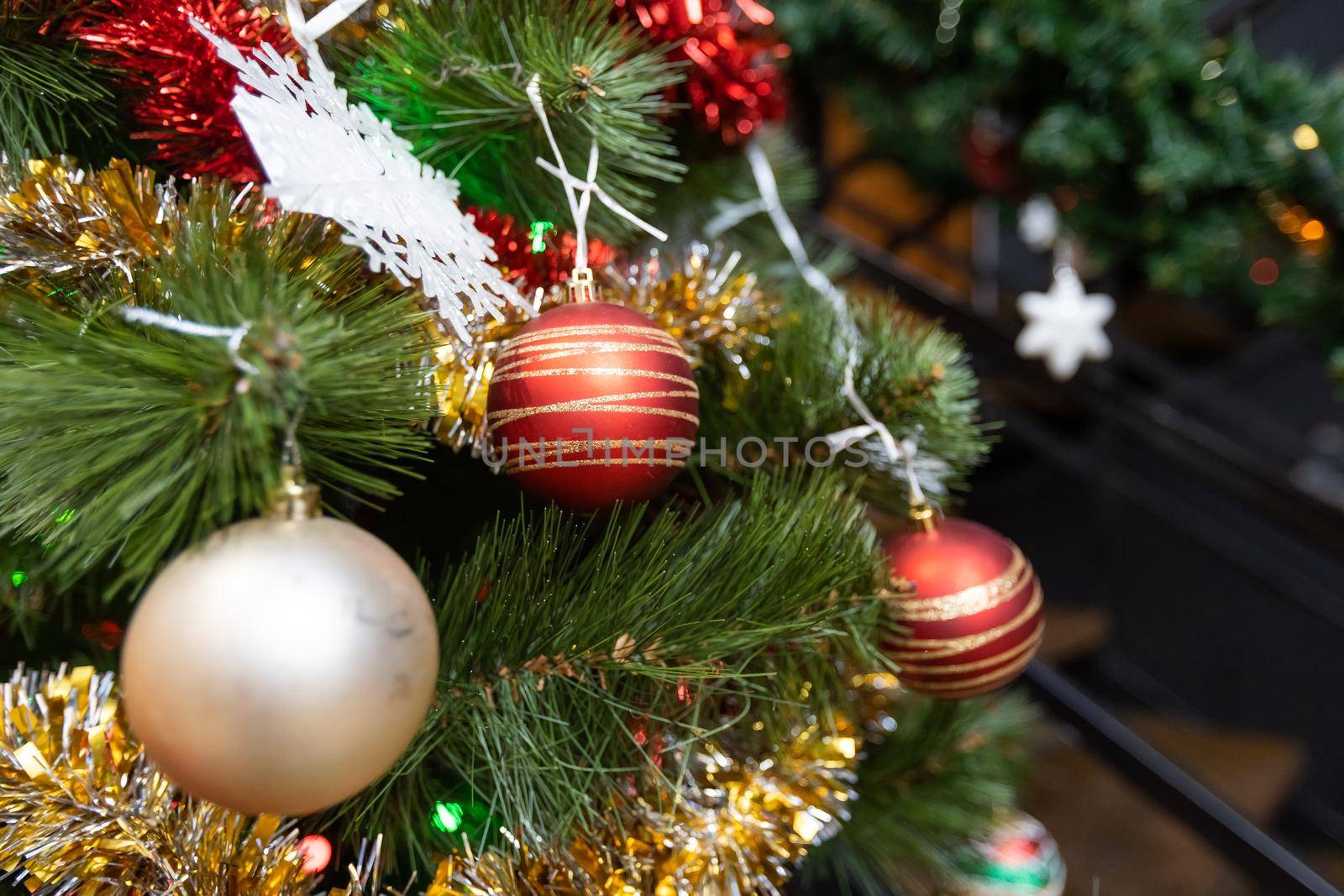 shiny decoration in the Christmas tree.