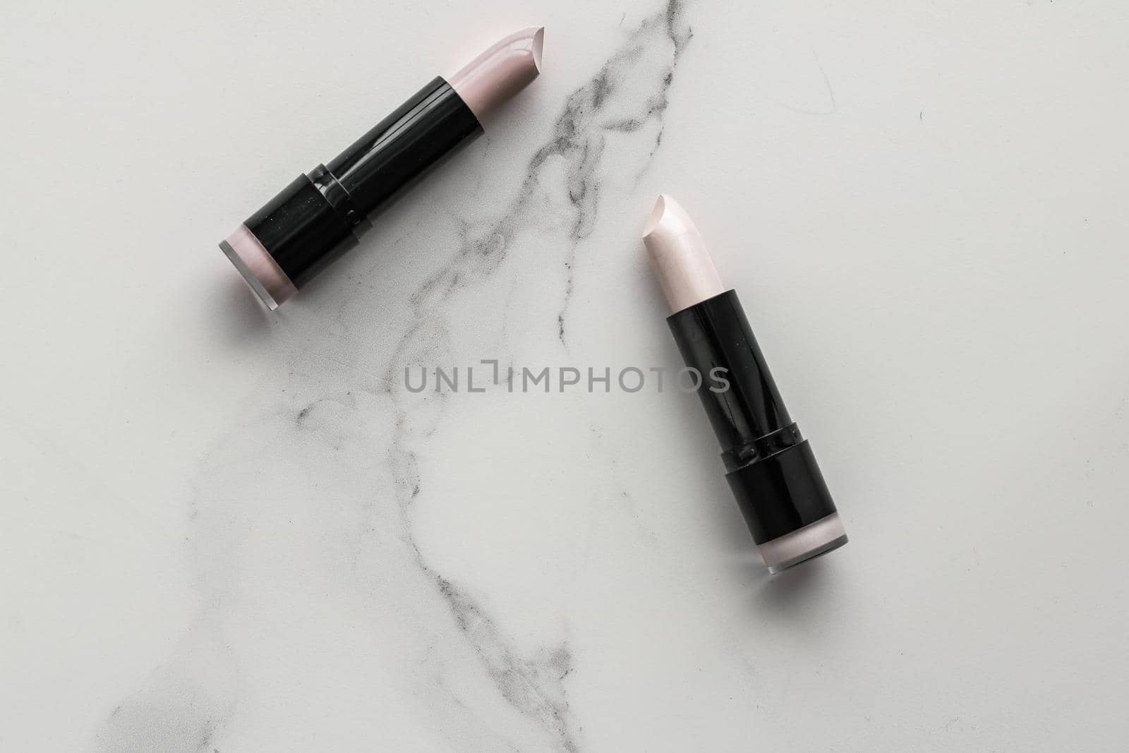 Make-up and cosmetics products on marble, flatlay background by Anneleven