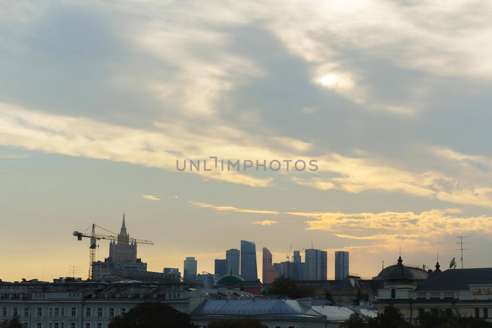 Moscow,Russia,08.14.2022: Sky over Moscow city