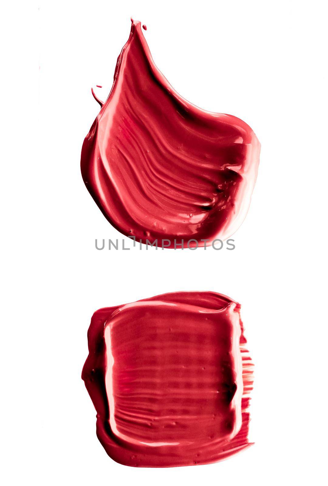 Cosmetic products, fashion and beauty concept - Lipstick smudge isolated on white background, art of make-up