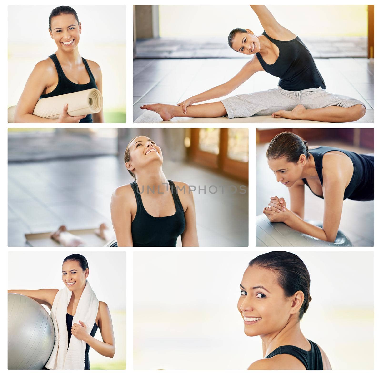 Motivate the mind and the body will follow. Composite image of an attractive young woman exercising at home. by YuriArcurs