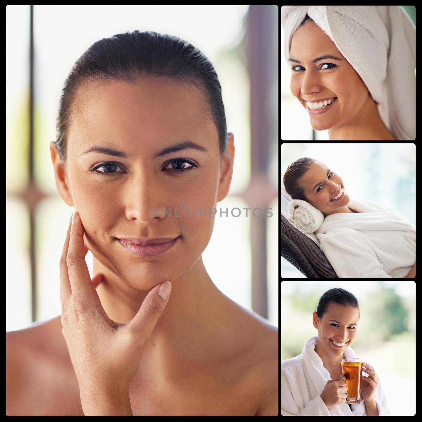 Treat yourself to a day of beauty and relaxation. Composite image of an attractive young woman in a beauty spa