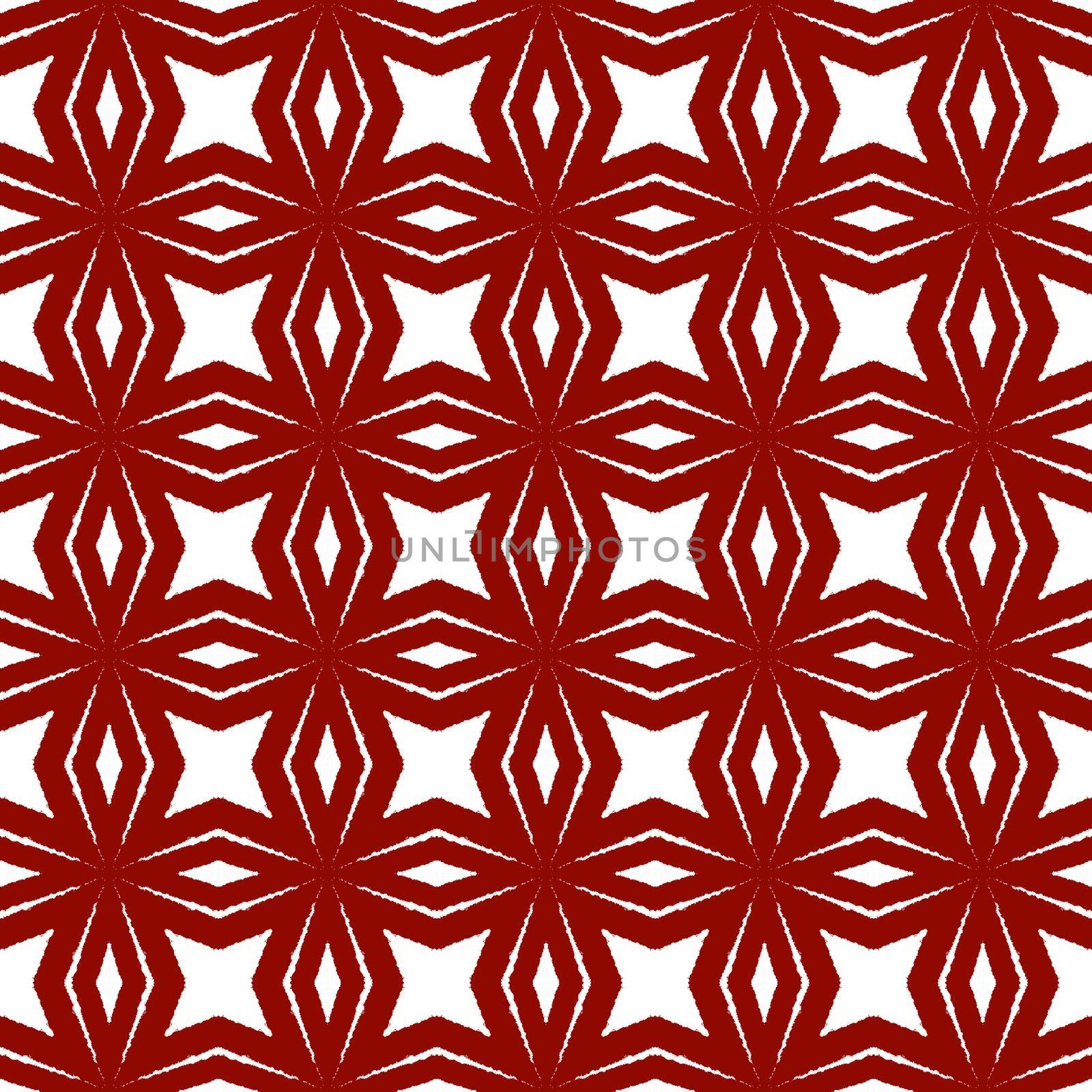 Ethnic hand painted pattern. Maroon symmetrical by beginagain