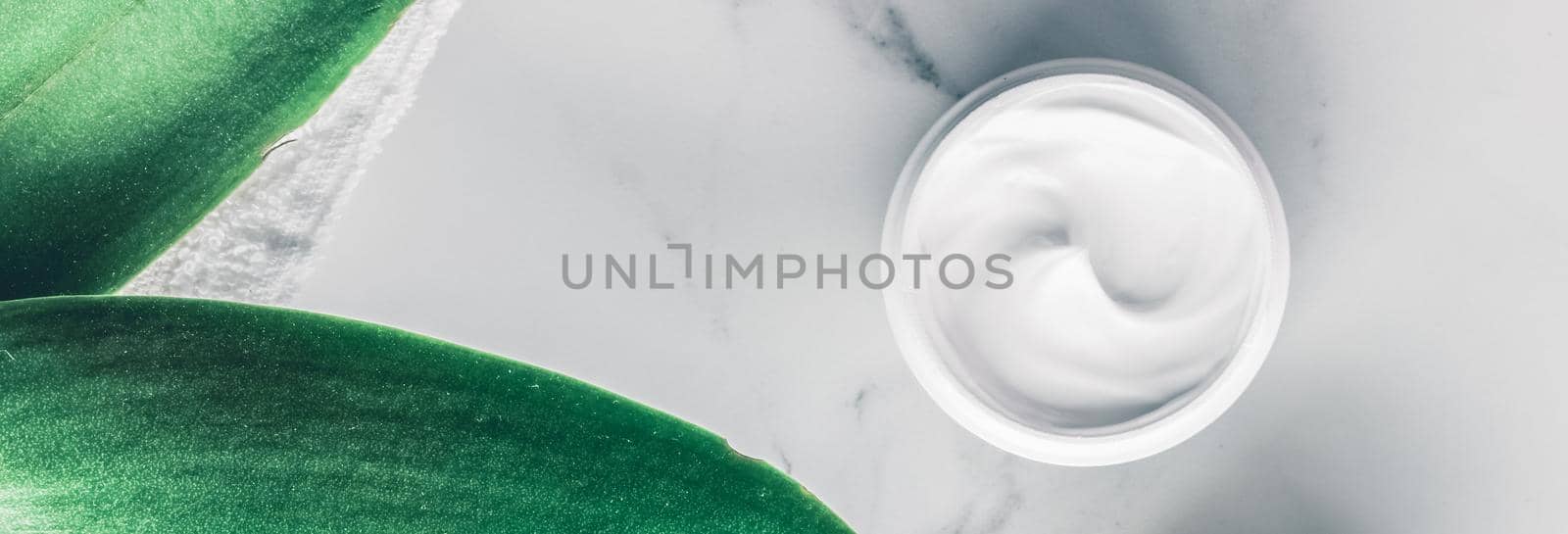 Organic beauty cosmetics on marble, home spa flatlay background by Anneleven