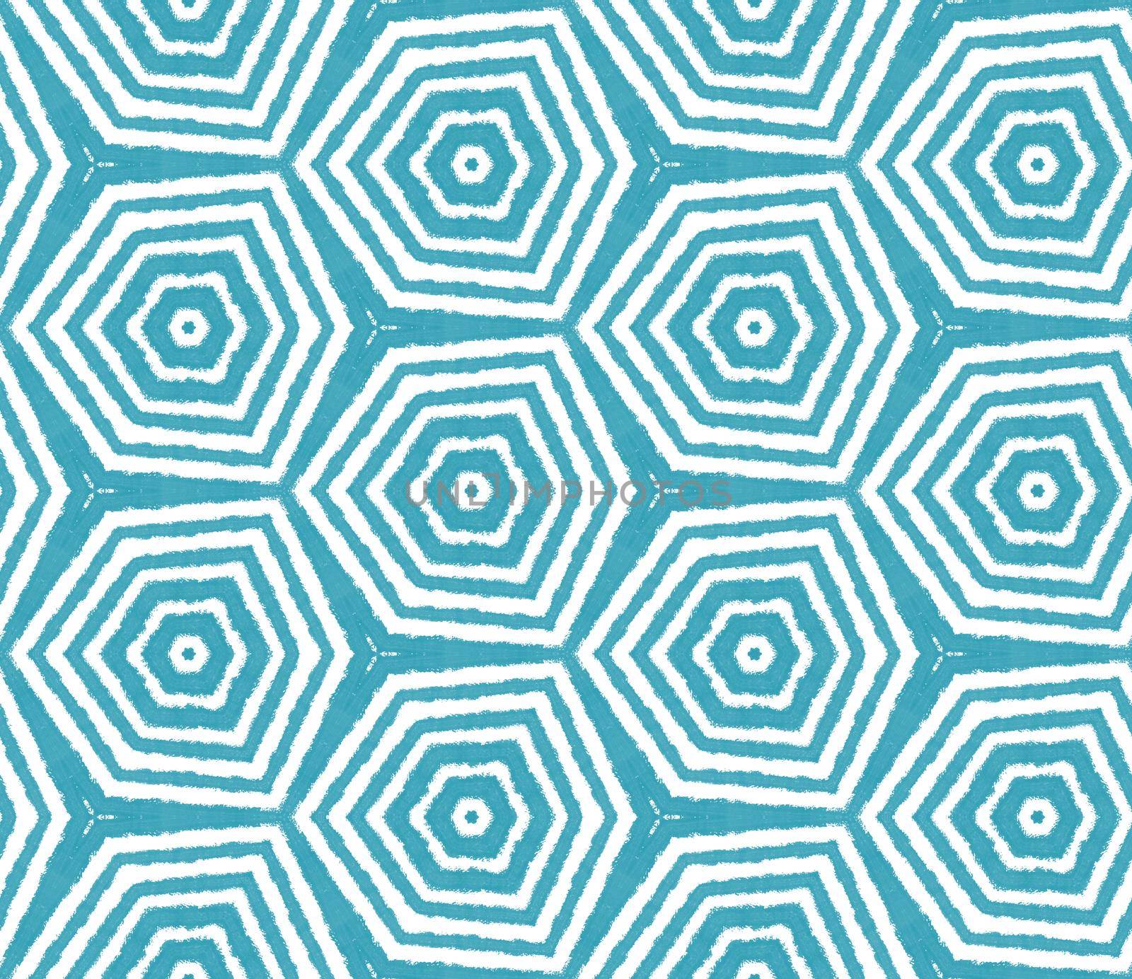 Medallion seamless pattern. Turquoise symmetrical kaleidoscope background. Textile ready beautiful print, swimwear fabric, wallpaper, wrapping. Watercolor medallion seamless tile.