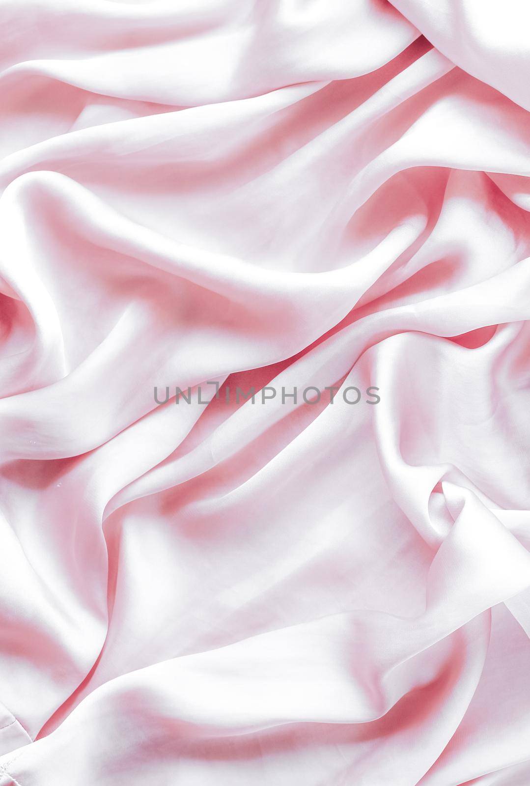 Pink soft silk texture, flatlay background by Anneleven