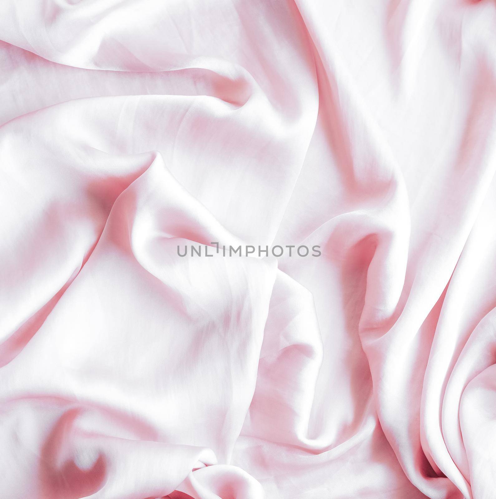 Pink soft silk texture, flatlay background by Anneleven