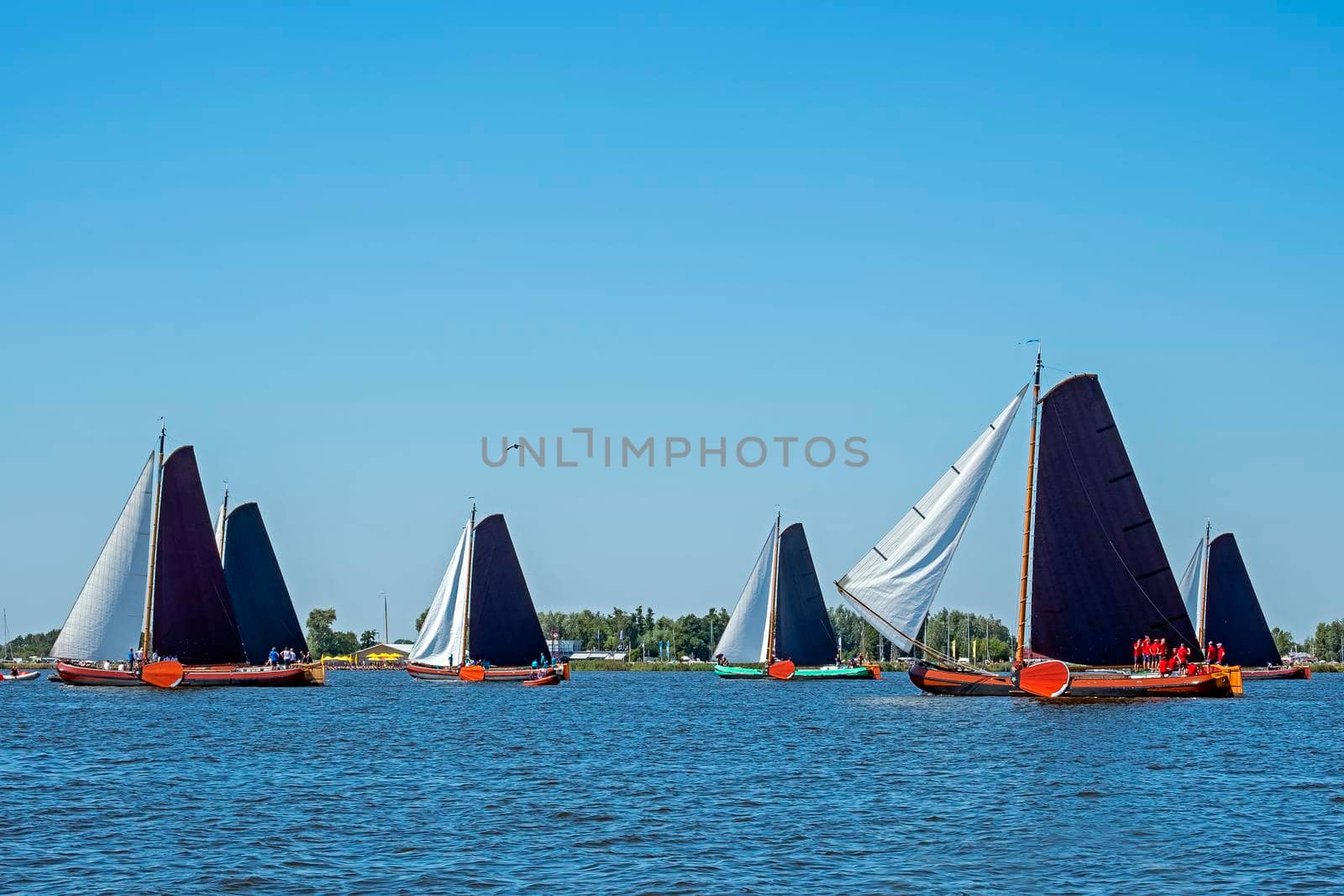 Traditional Frisian wooden sailing ships in a yearly competition in the Netherlands by devy