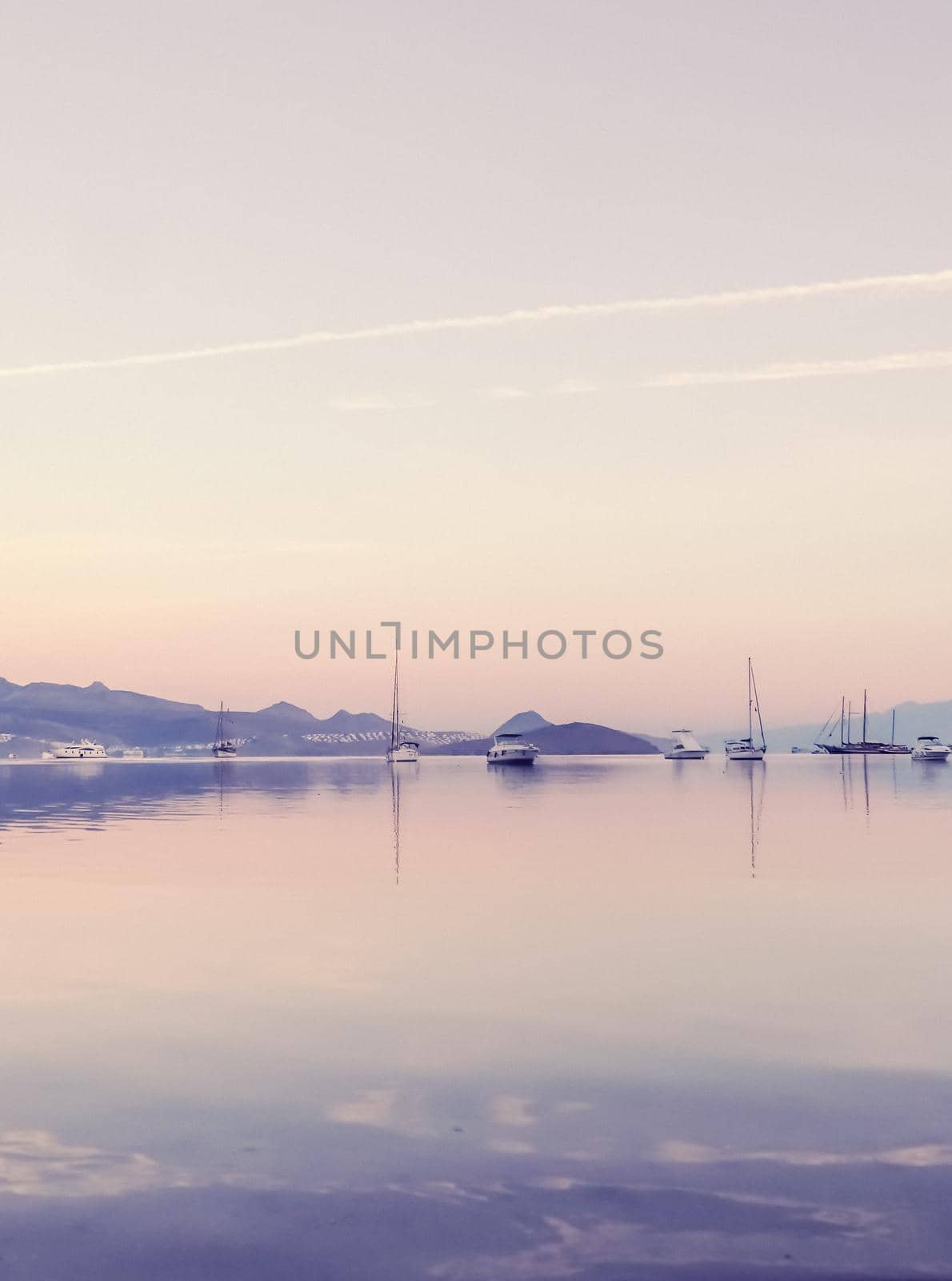 Nature, aerial seascape view and vintage beach holiday concept - Mediterranean sea coast and islands in summer, yacht cruise travel experience