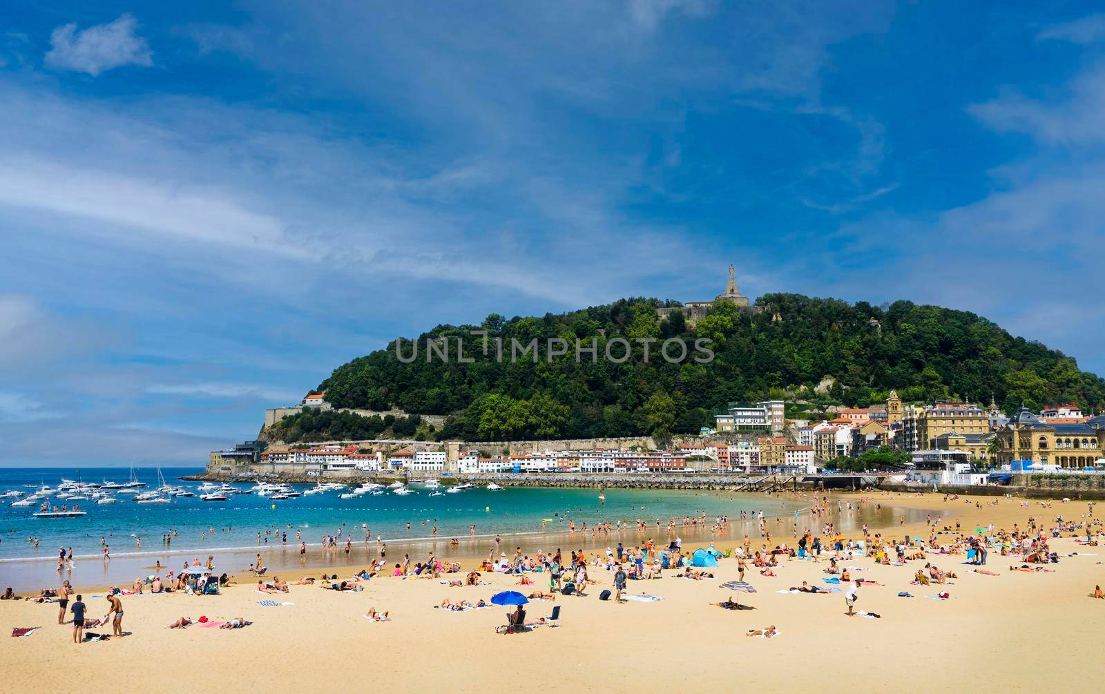 Landscape of La Concha beach in the city of San Sebastian, in the Spanish Basque Country. by csbphoto