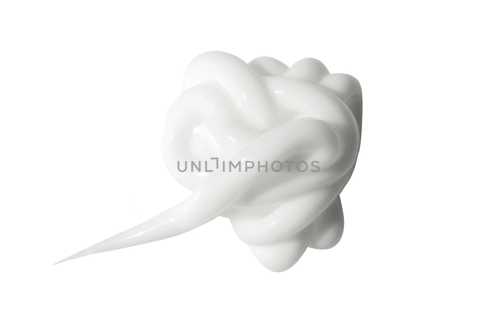 Cream texture swatch stroke squeeze isolated on white background. Facial creme, foam, gel or body lotion skincare make up sample. Photo face makeup cream cosmetic product smear swirl. Macro