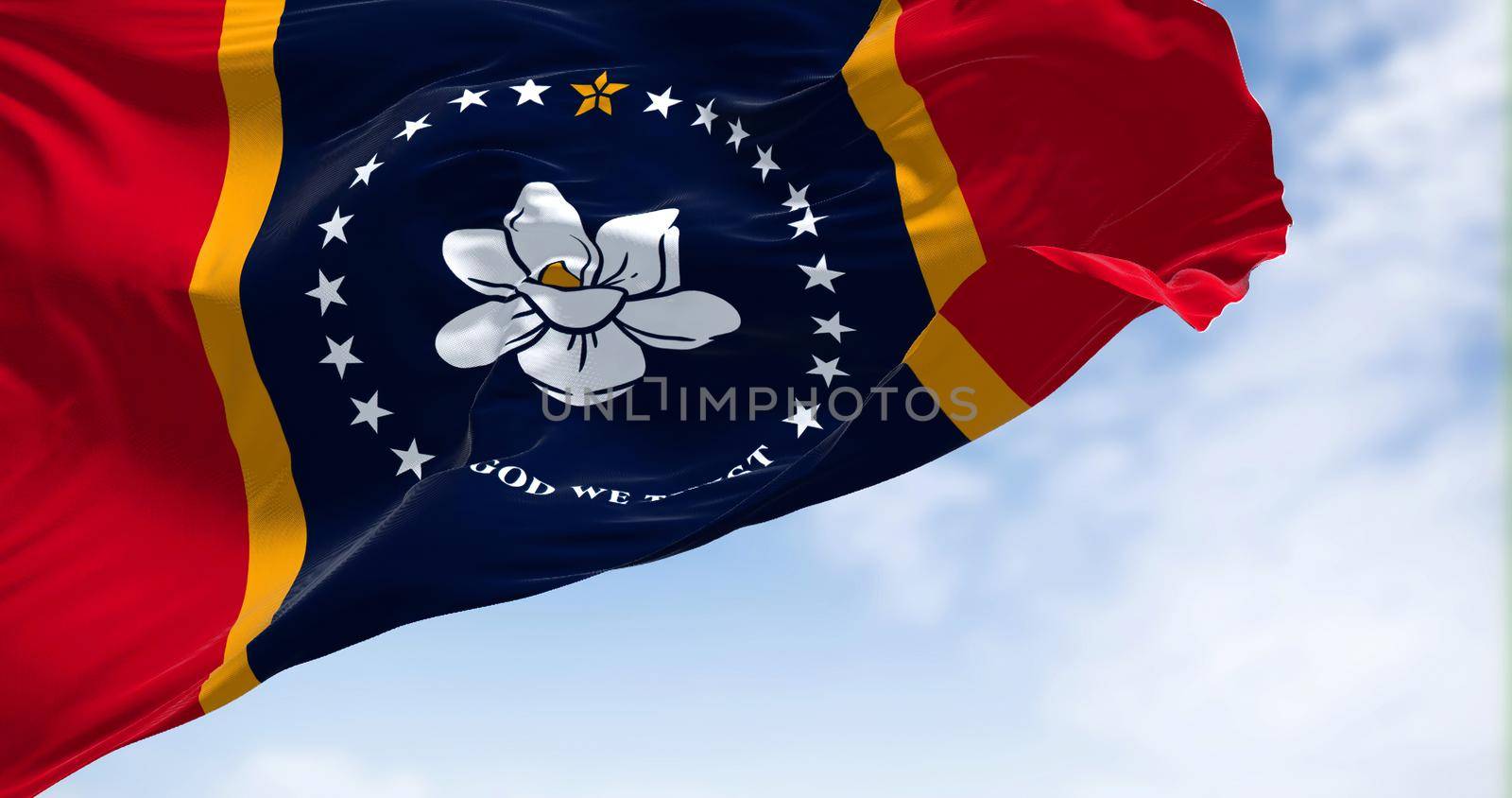 The US state flag of Mississippi waving in the wind by rarrarorro