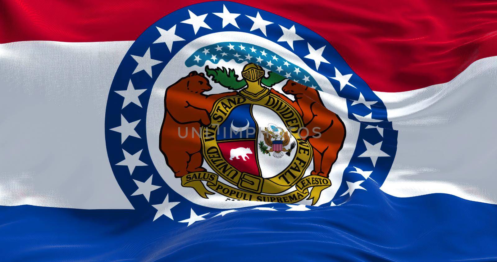 The US state flag of Missouri waving in the wind by rarrarorro