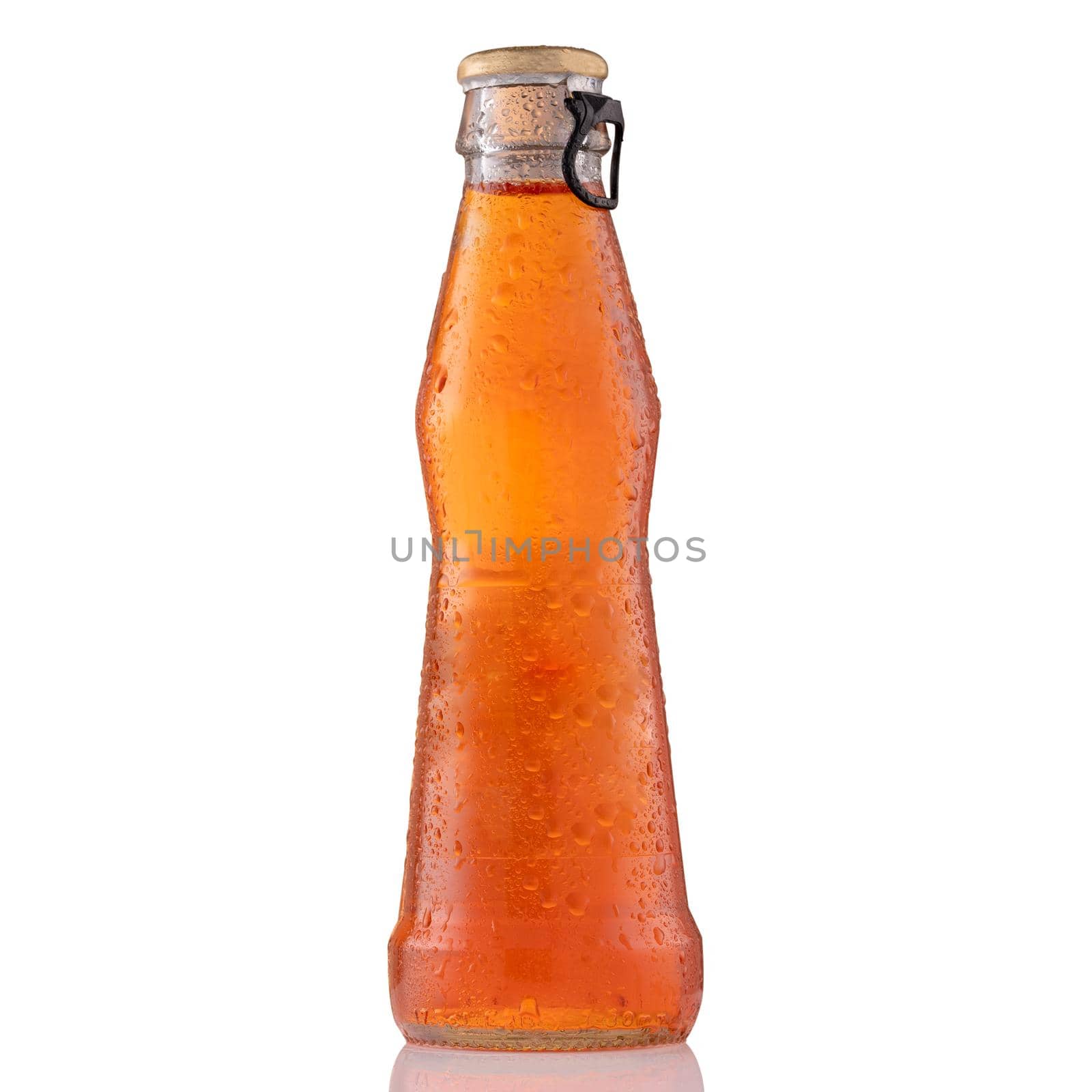 Iced cold aperol spritz cocktail in bottle, isolated on white by photolime