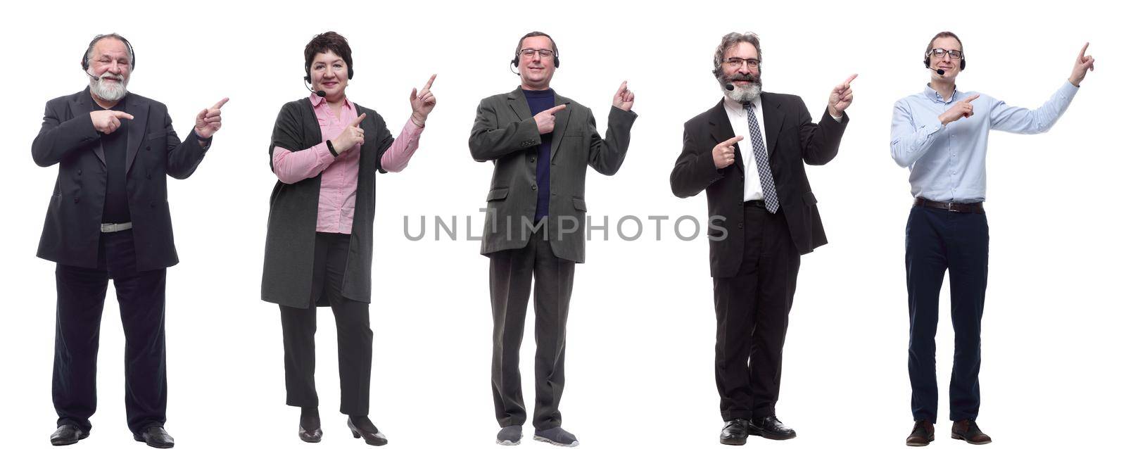 group of business people with microphone isolated by asdf