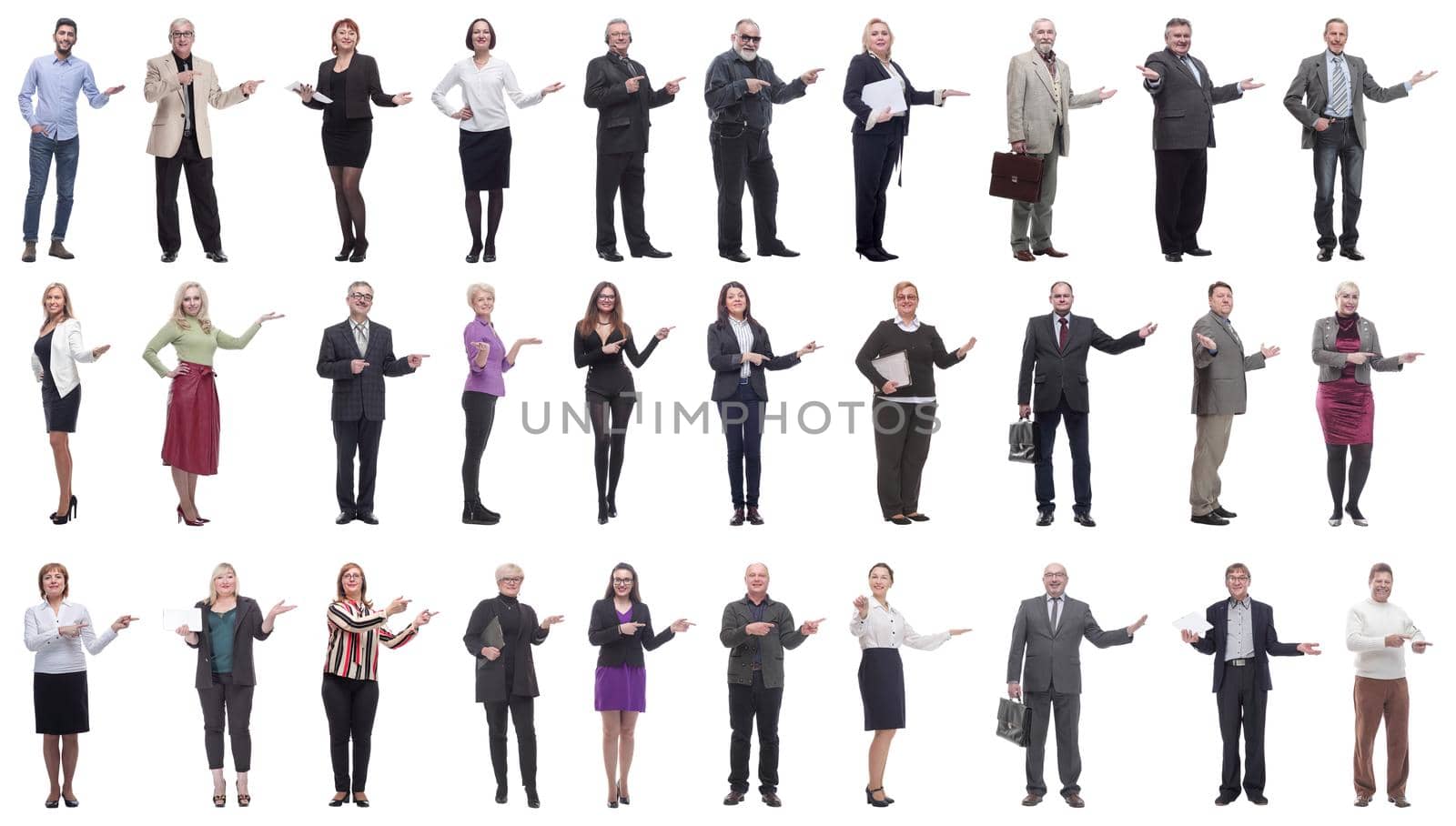 group of business people showing thumbs up isolated by asdf