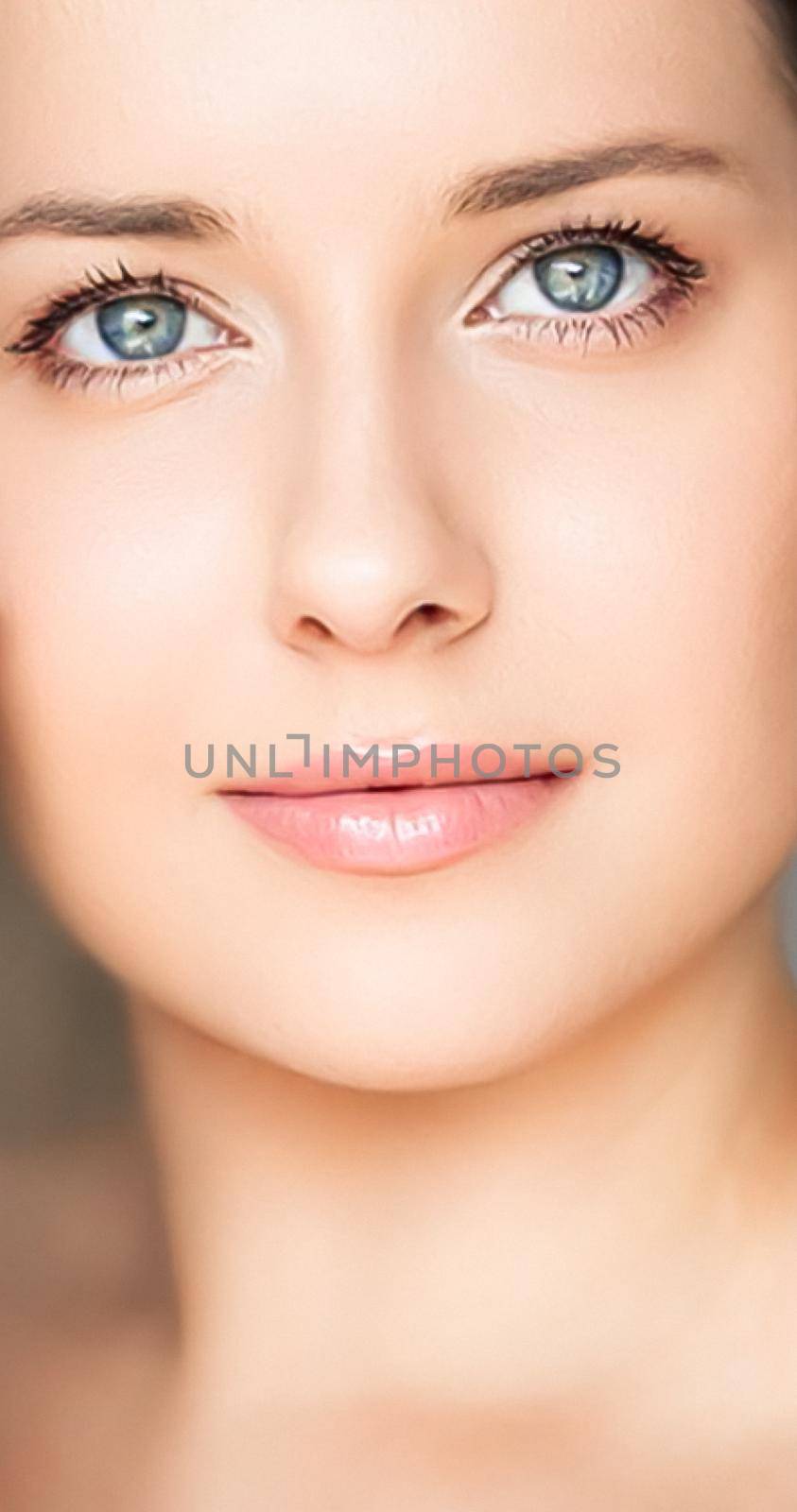Perfect skin and beauty look, beautiful face of young woman for skincare cosmetics and cosmetology, close-up portrait