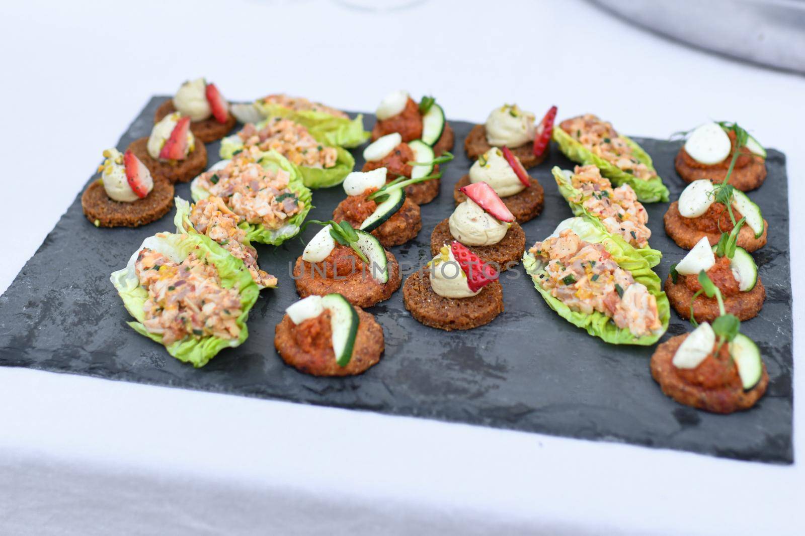 Small appetizers at the wedding