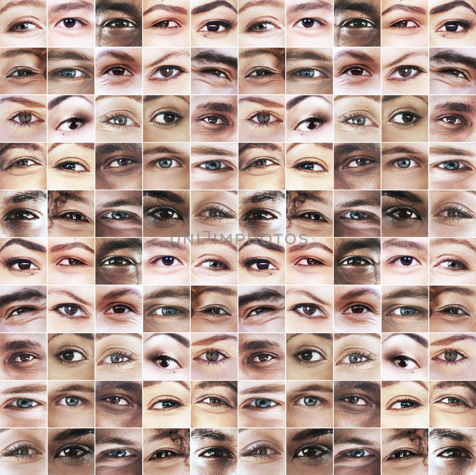 Open your eyes to the beauty of humanity. Composite image of an assortment of peoples eyes. by YuriArcurs