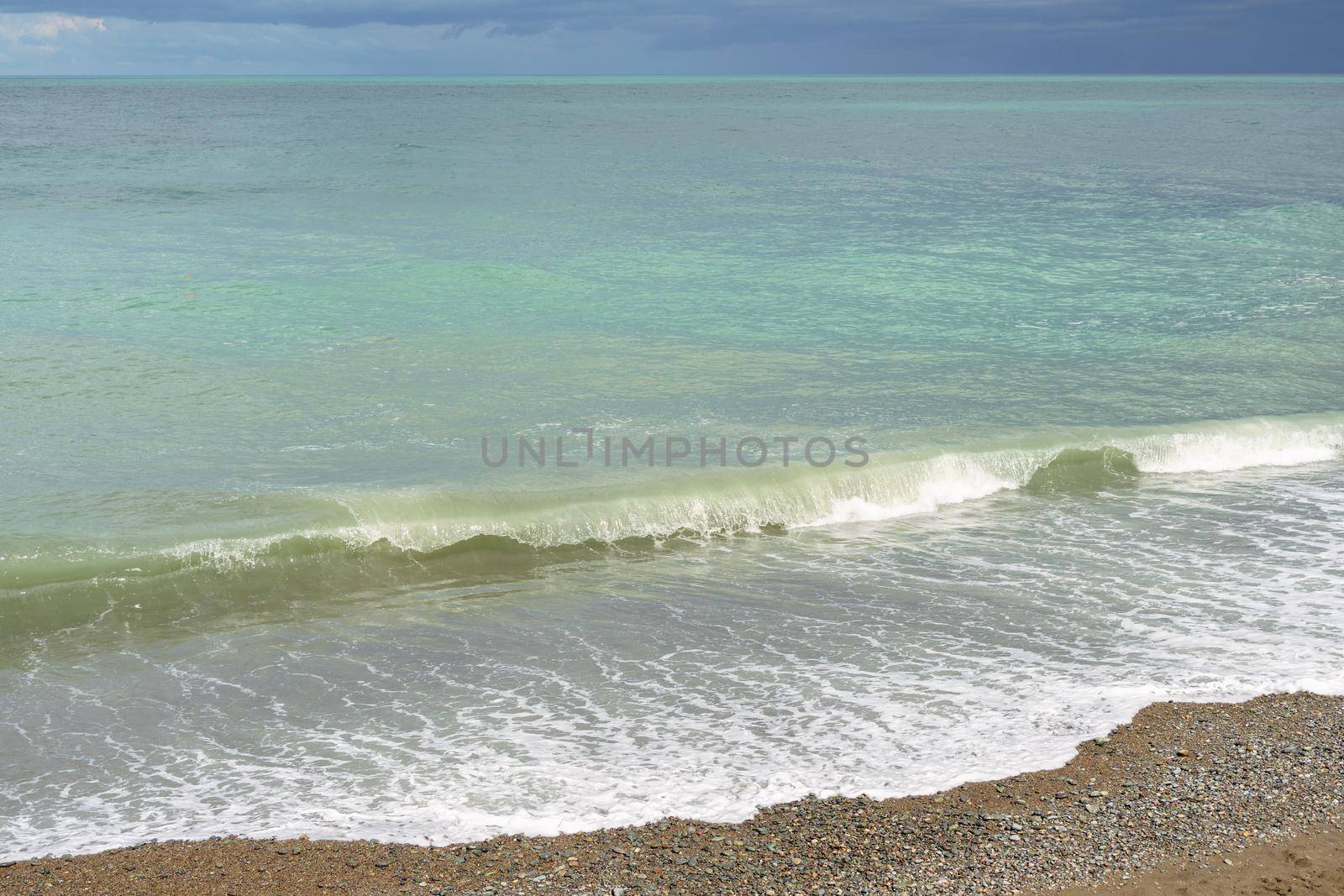 The Black Sea, the horizon, storm and waves