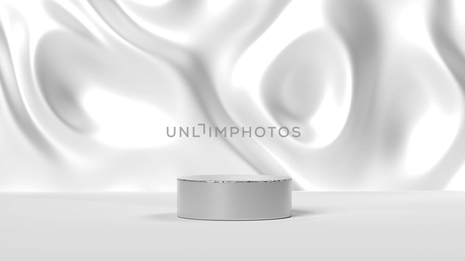 3D Rendering abstract minimal white showcase, mockup for product scene, abstract geometric shape group on white background. by Benzoix