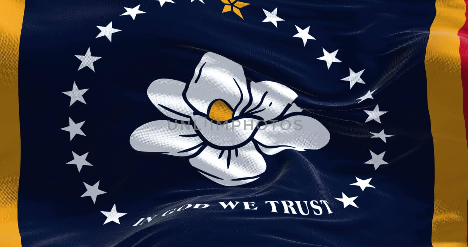 Close-up view of the Mississippi state flag waving by rarrarorro