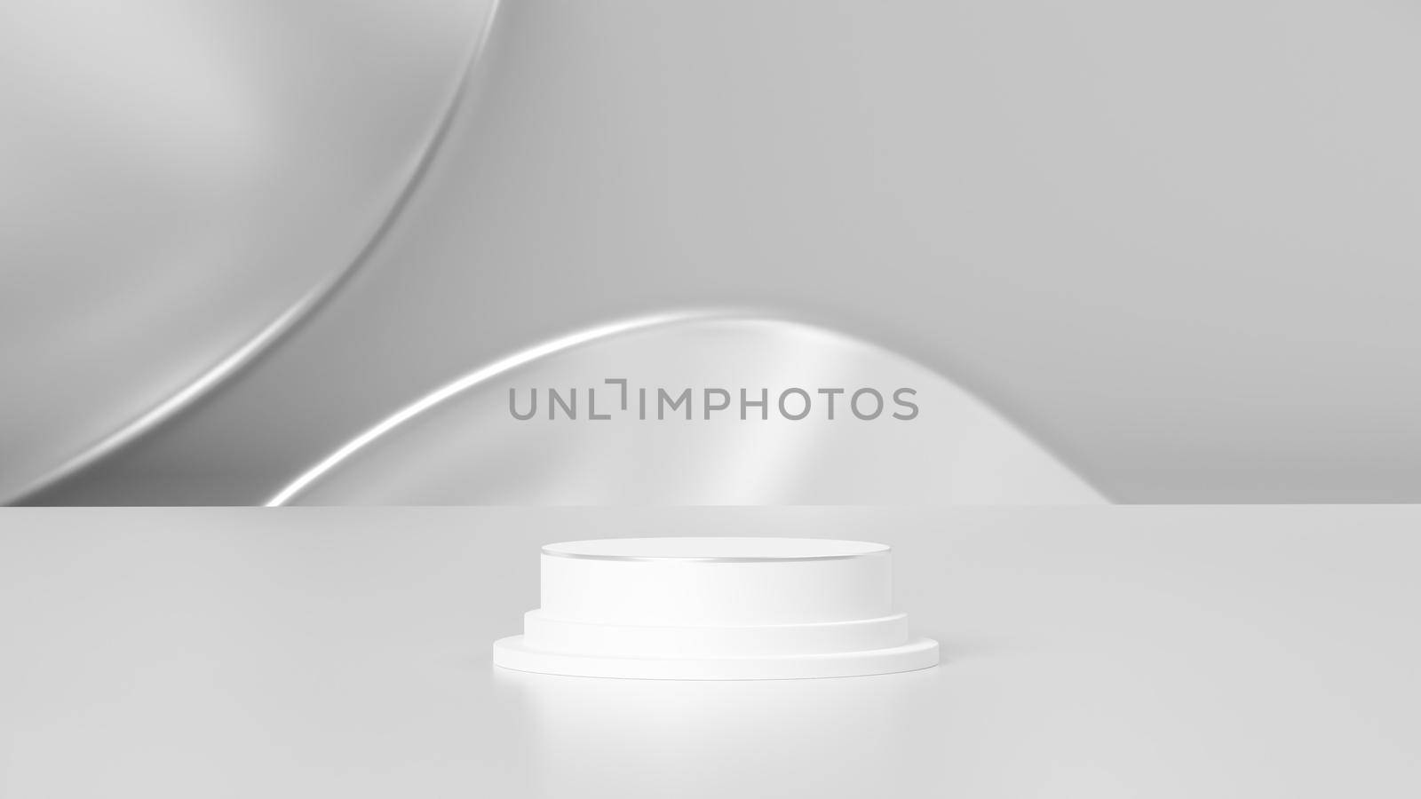 3D Rendering abstract minimal white showcase, mockup for product scene, abstract geometric shape group on white background