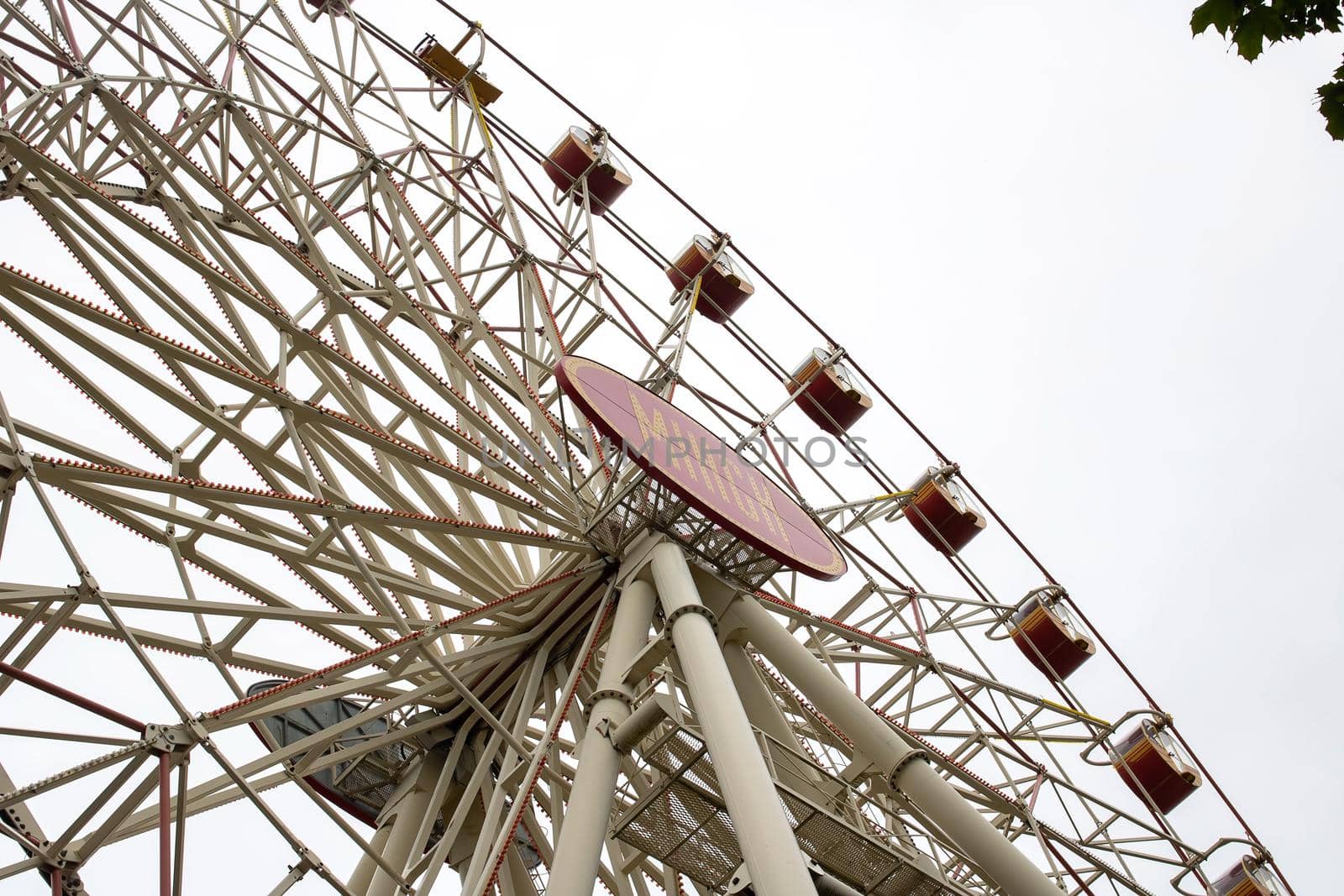 Belarus, Minsk - 18 august, 2022: View of the Ferris wheel cabins close up