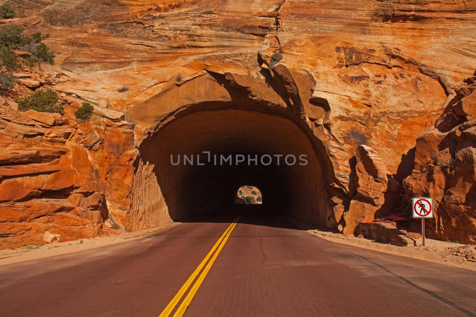 One of the tunnels on the Zion Park Boulevard in Zion National Park near Springdale Utah.