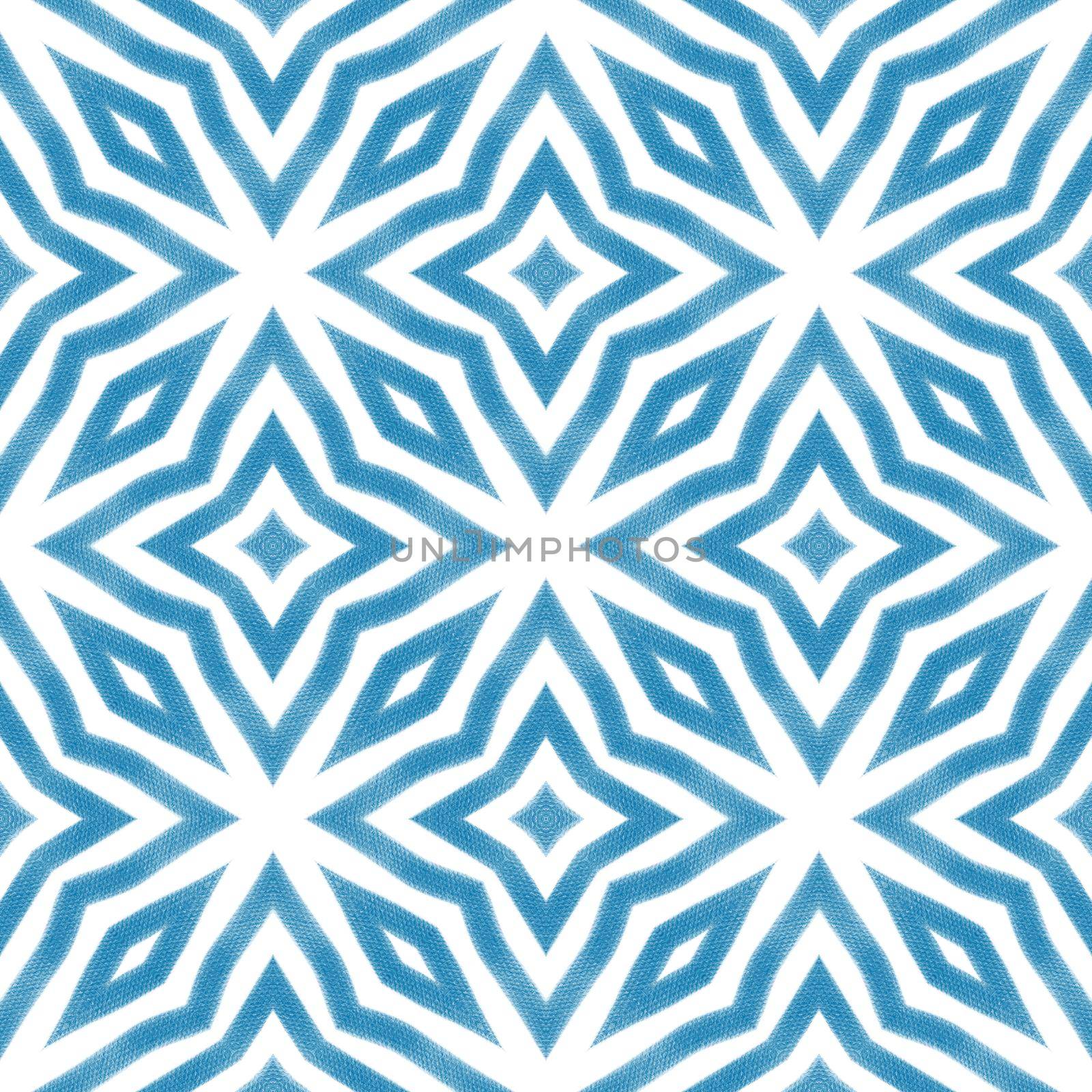 Exotic seamless pattern. Blue symmetrical kaleidoscope background. Summer swimwear exotic seamless design. Textile ready breathtaking print, swimwear fabric, wallpaper, wrapping.