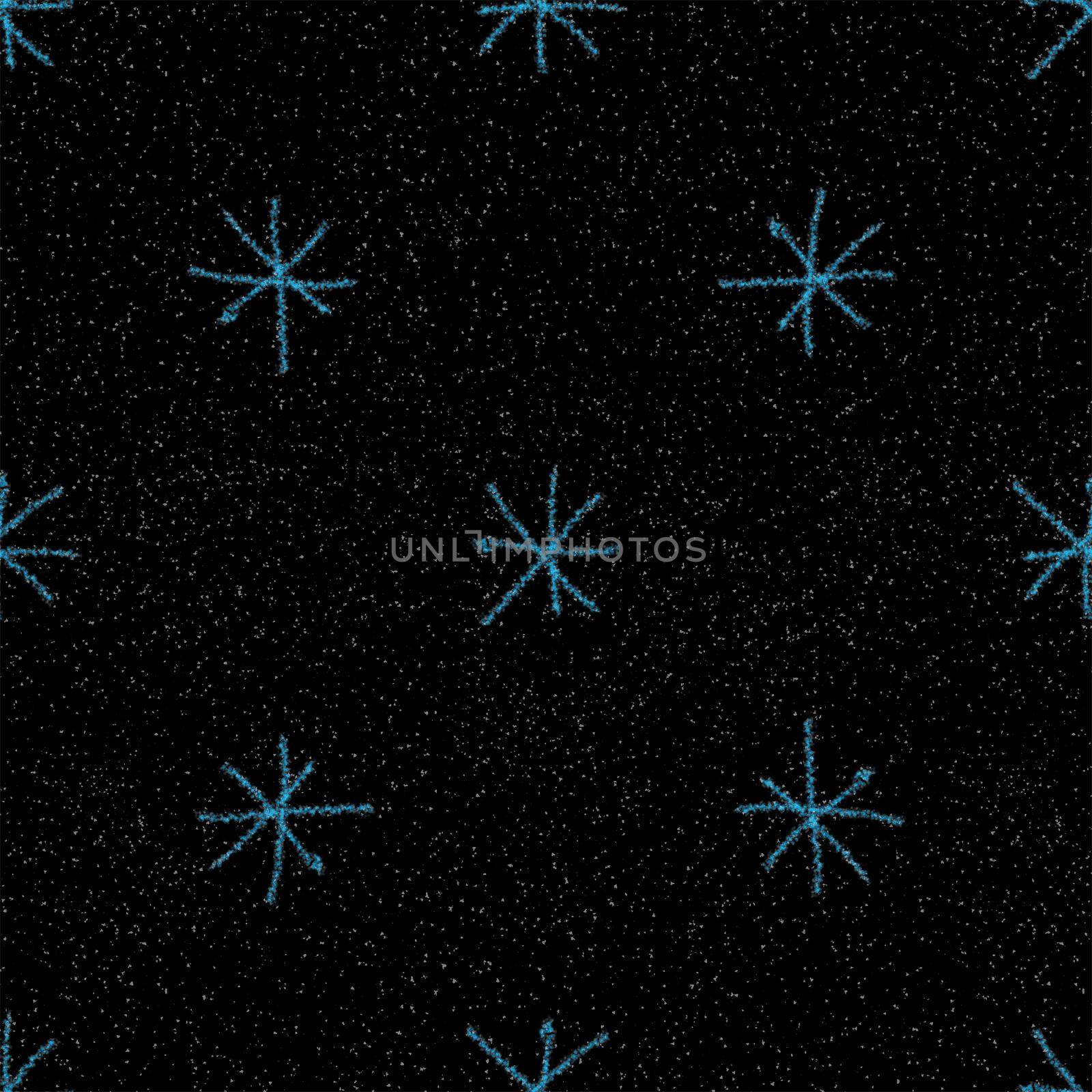 Hand Drawn Snowflakes Christmas Seamless Pattern. Subtle Flying Snow Flakes on chalk snowflakes Background. Attractive chalk handdrawn snow overlay. Wonderful holiday season decoration.