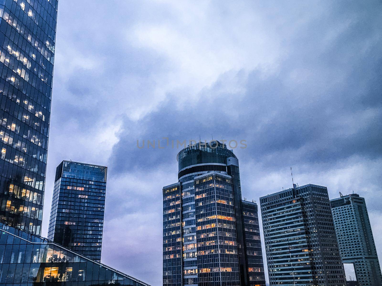 Business office, corporate building and modern architecture concept - Windows of skyscrapers in the financial city center in Europe