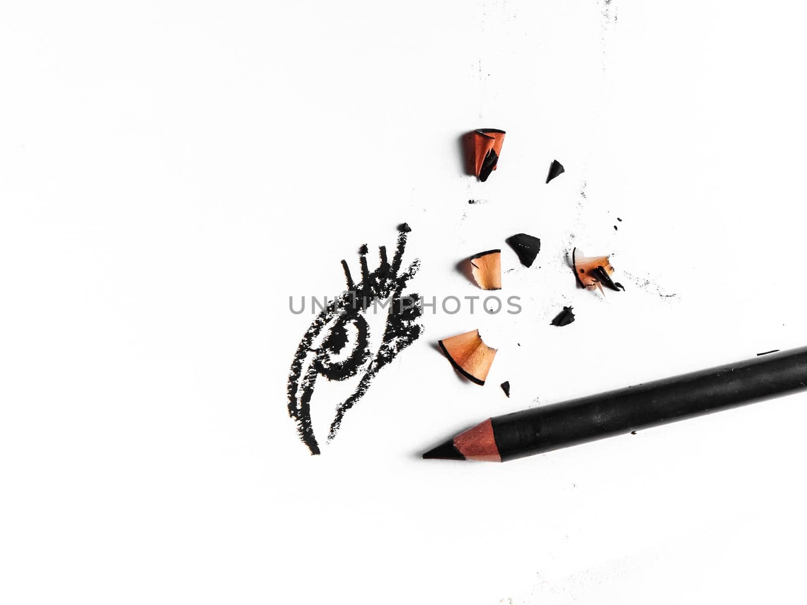 Beauty texture, cosmetic product and art of make-up concept - Black eye pencil stroke close-up isolated on white background