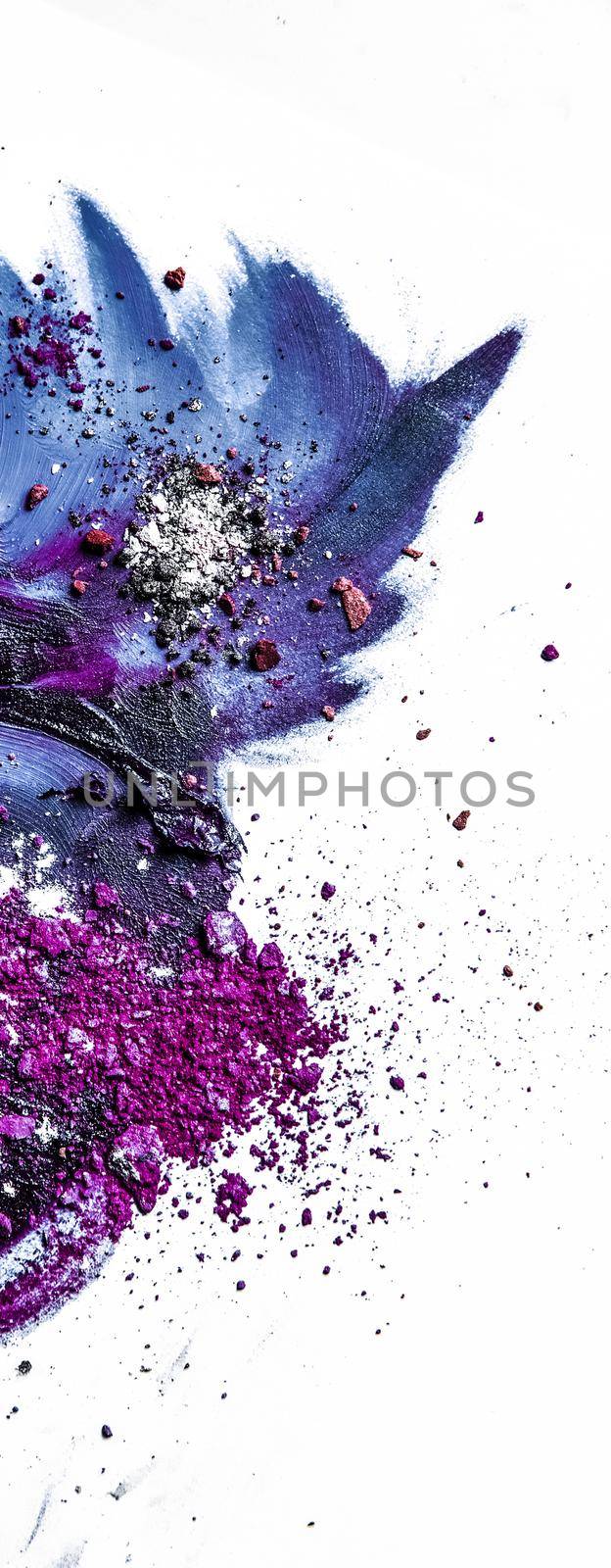 Beauty texture, cosmetic product and art of make-up concept - Artistic lipstick smudge and crushed eyeshadow as background