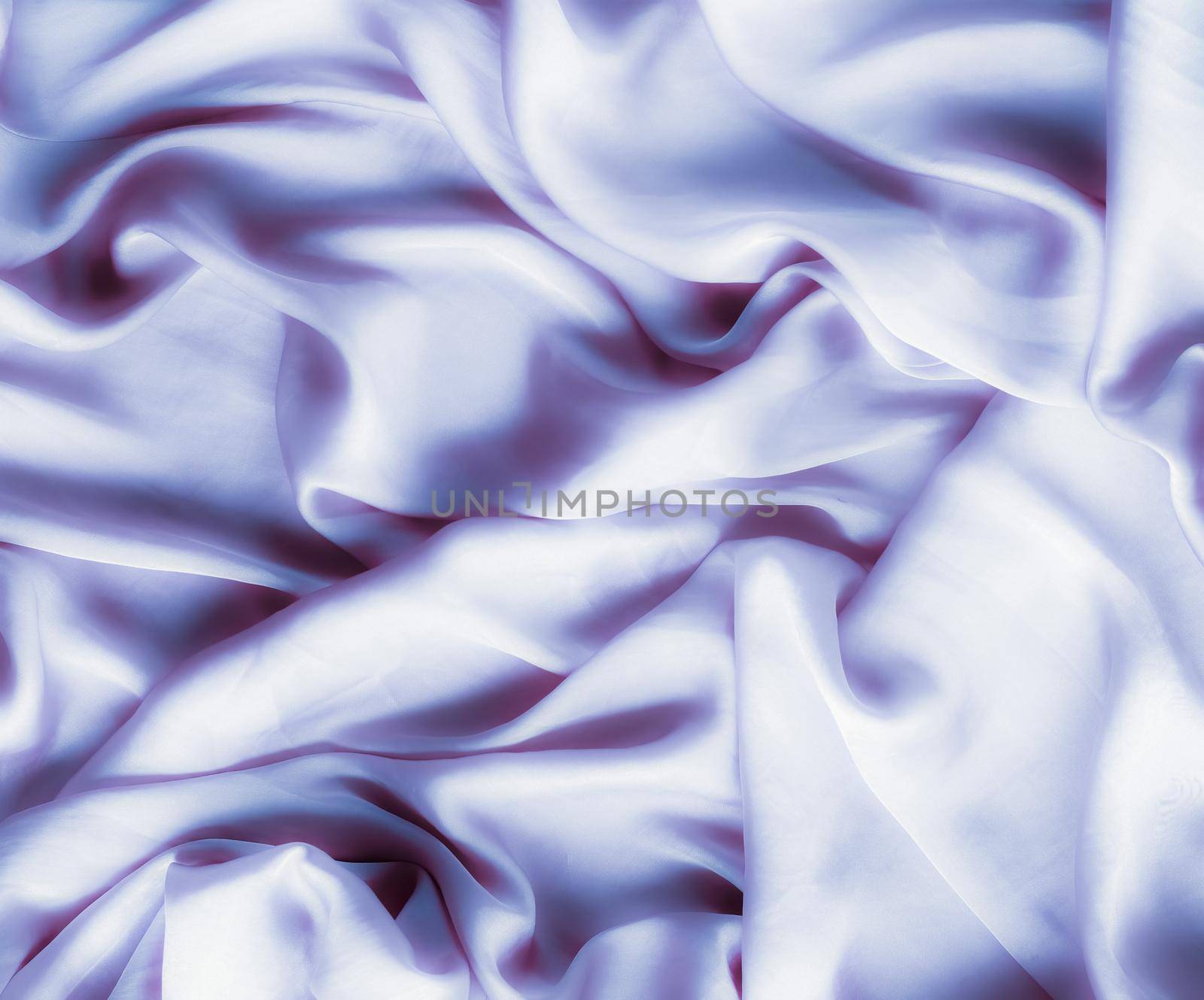 Elegant fabric texture, abstract backdrop and modern pastel colours concept - Purple soft silk waves, flatlay background