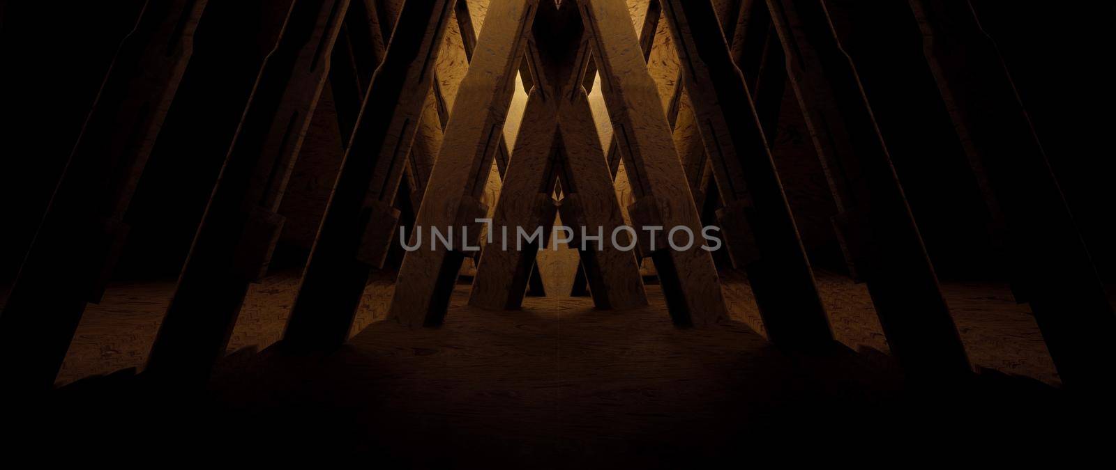 Abstract concrete empty tunnel. 3D render illustration by yay_lmrb