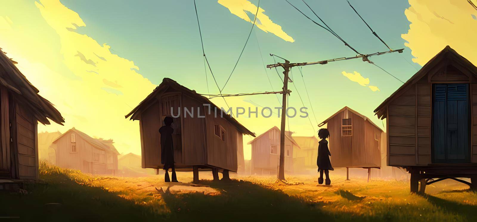 Poverty concept illustration. Digital art painting for book illustration,background wallpaper, concept art. by yay_lmrb