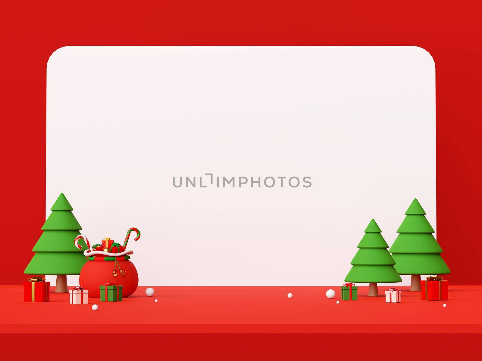 Merry Christmas and Happy New Year, Christmas scene of Christmas decorations with copy space, 3d rendering