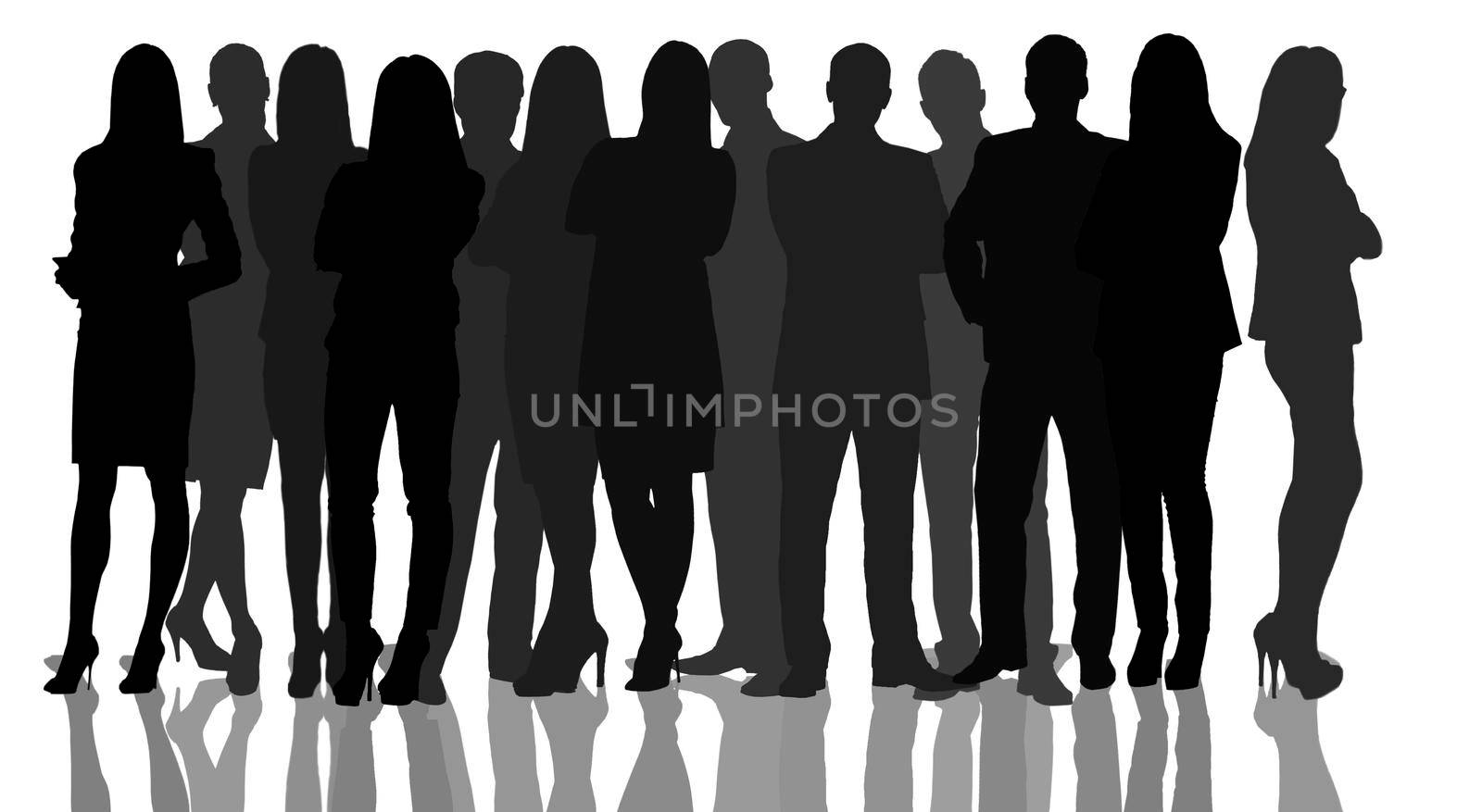 crowd silhouettes of business people