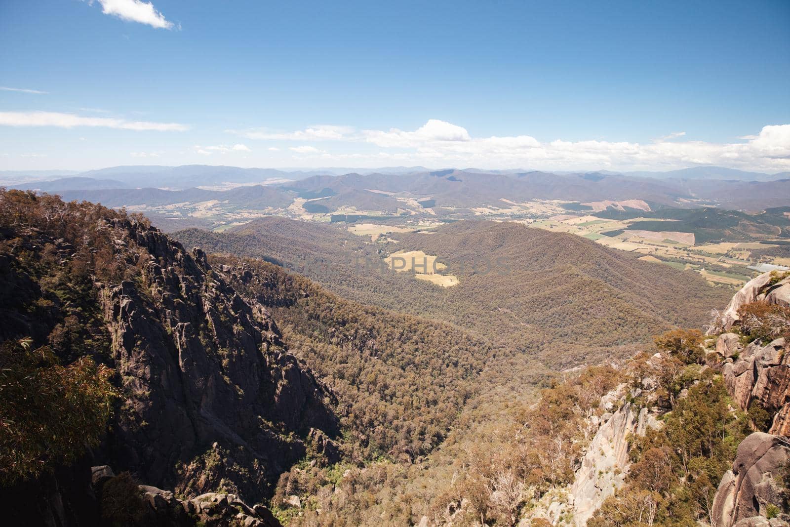 The view around Echo Point at Mt Buffalo on a summer's afternoon in the Victorian Alps, Australia