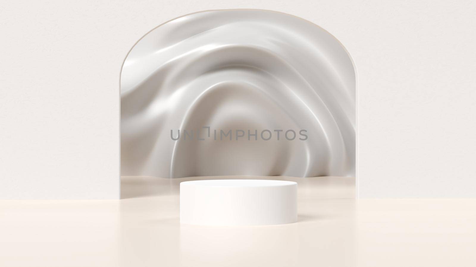 Abstract white 3d studio background for cosmetic product presentation. Empty grey room with shadows of window. Display product with blurred backdrop.