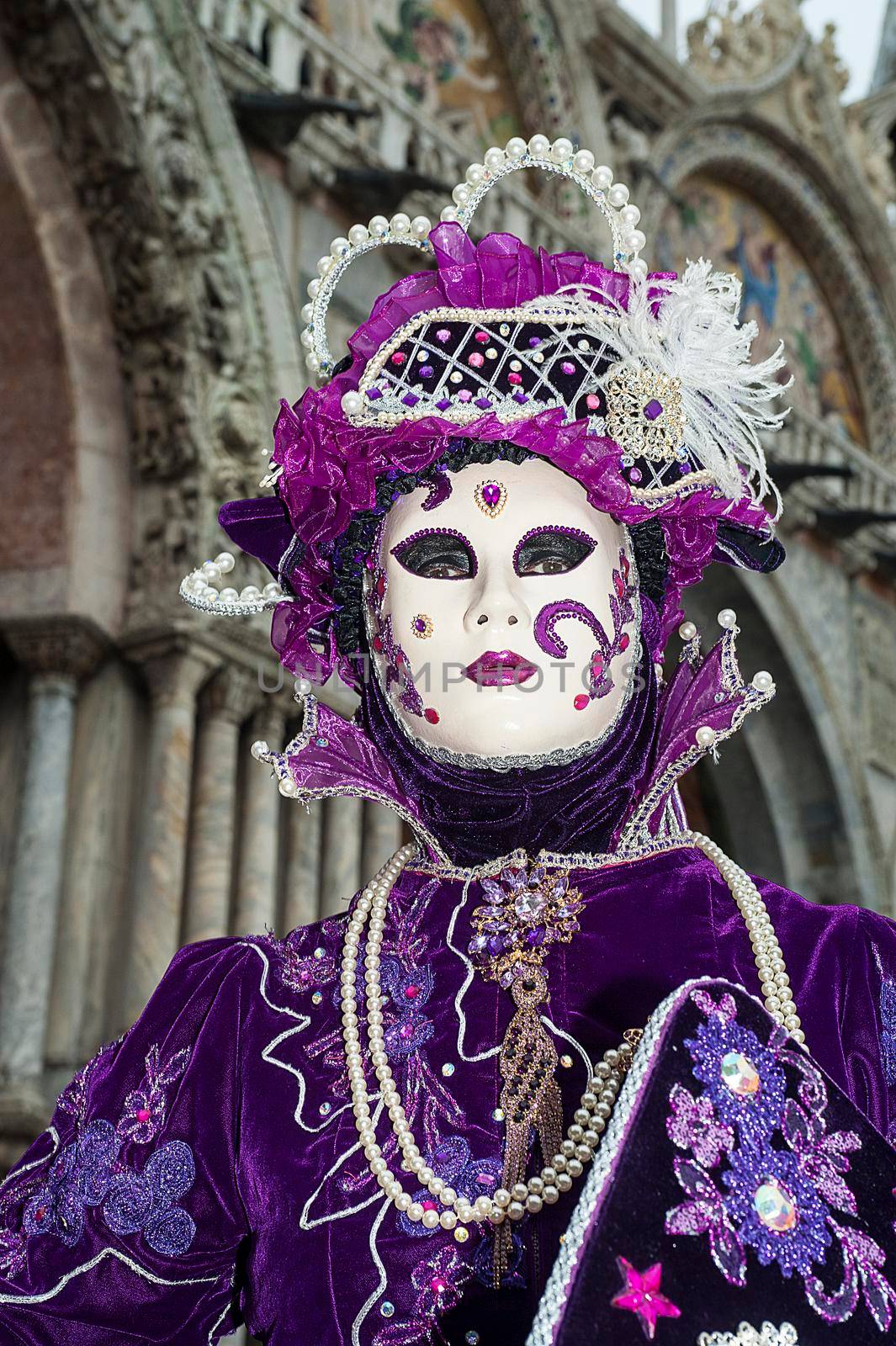 VENICE, ITALY - Febrary 7 2018: The masks of the Venice carnival 2018