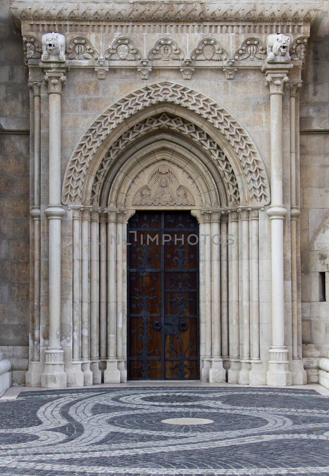 Matthias Church in Budapest. Gate of the Matthias Church. Backgroud High quality photo